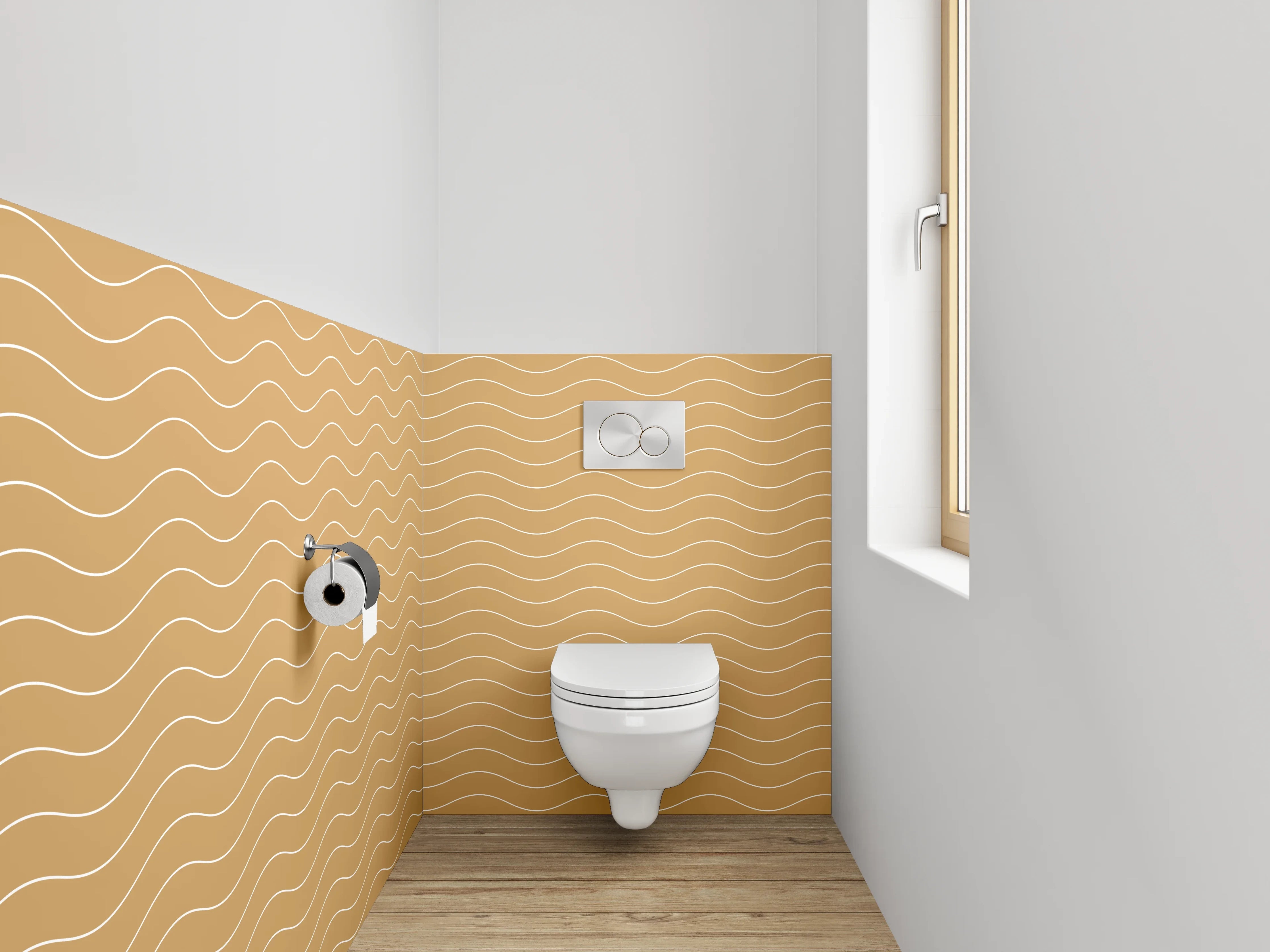 WC-Rückwand - Wellendes Wellenmuster Beige Modern