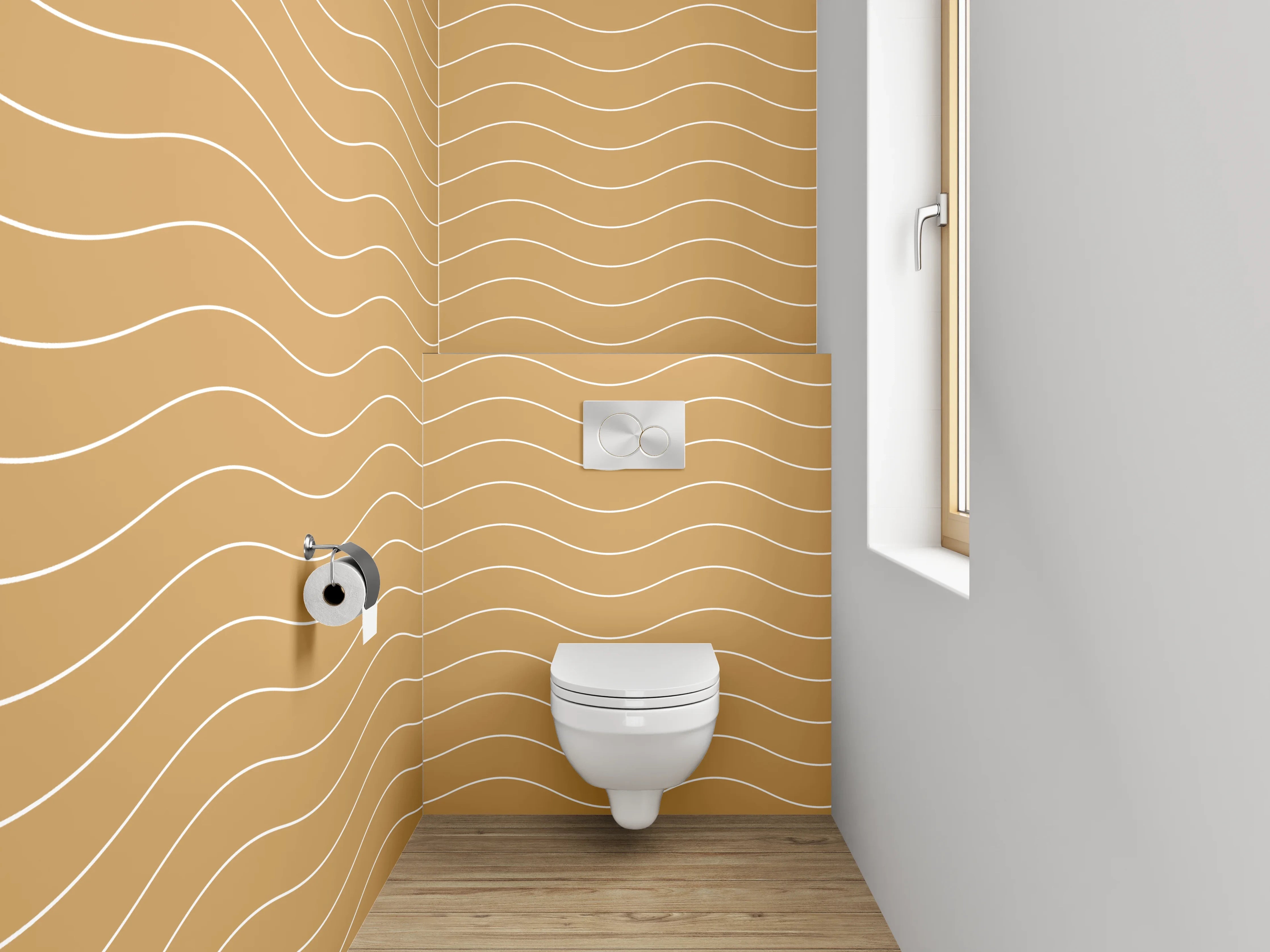 WC-Rückwand - Wellendes Wellenmuster Beige Modern