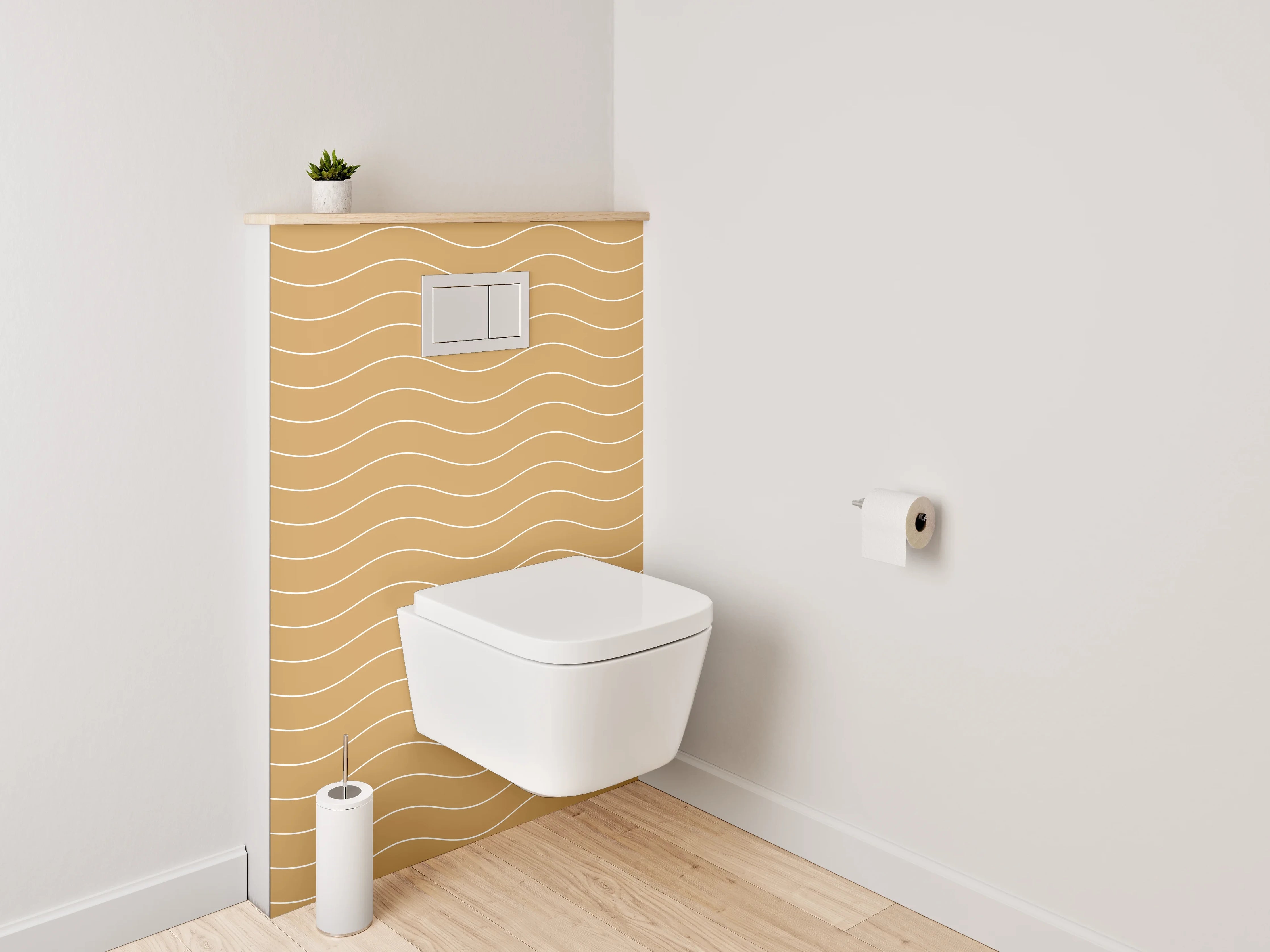 WC-Rückwand - Wellendes Wellenmuster Beige Modern