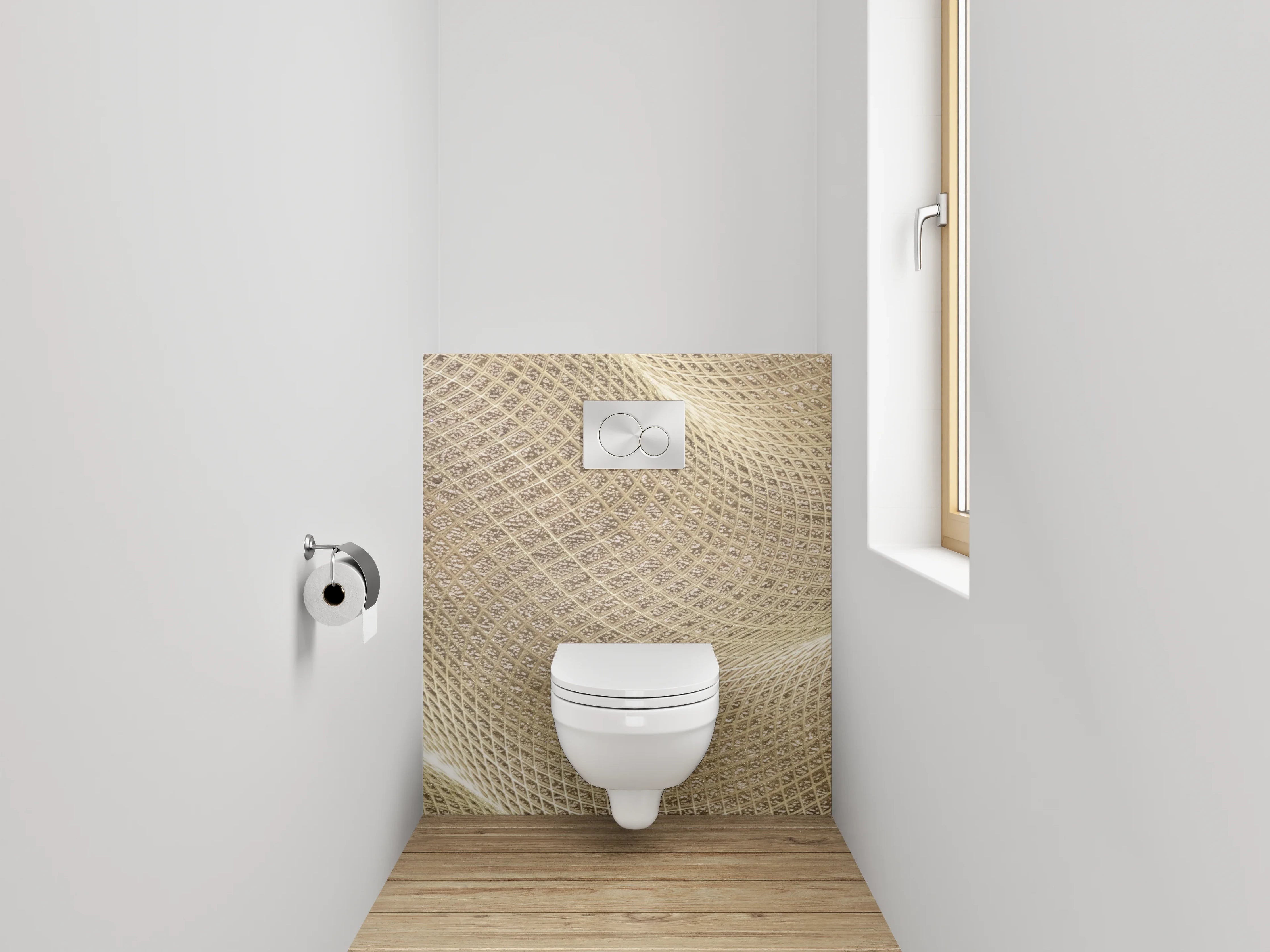 WC-Rückwand - Wellenförmige Sandstruktur Beige Muster