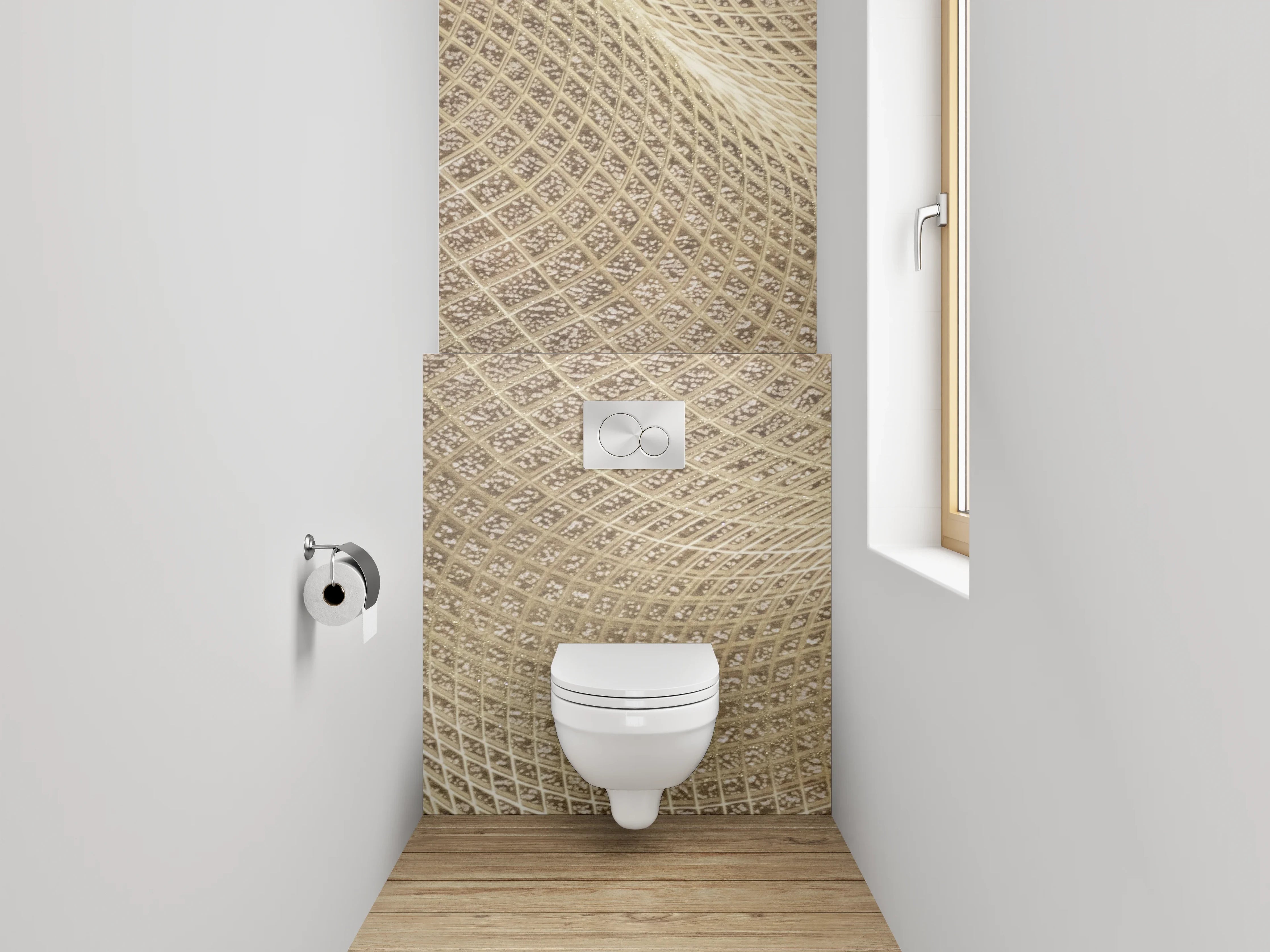 WC-Rückwand - Wellenförmige Sandstruktur Beige Muster