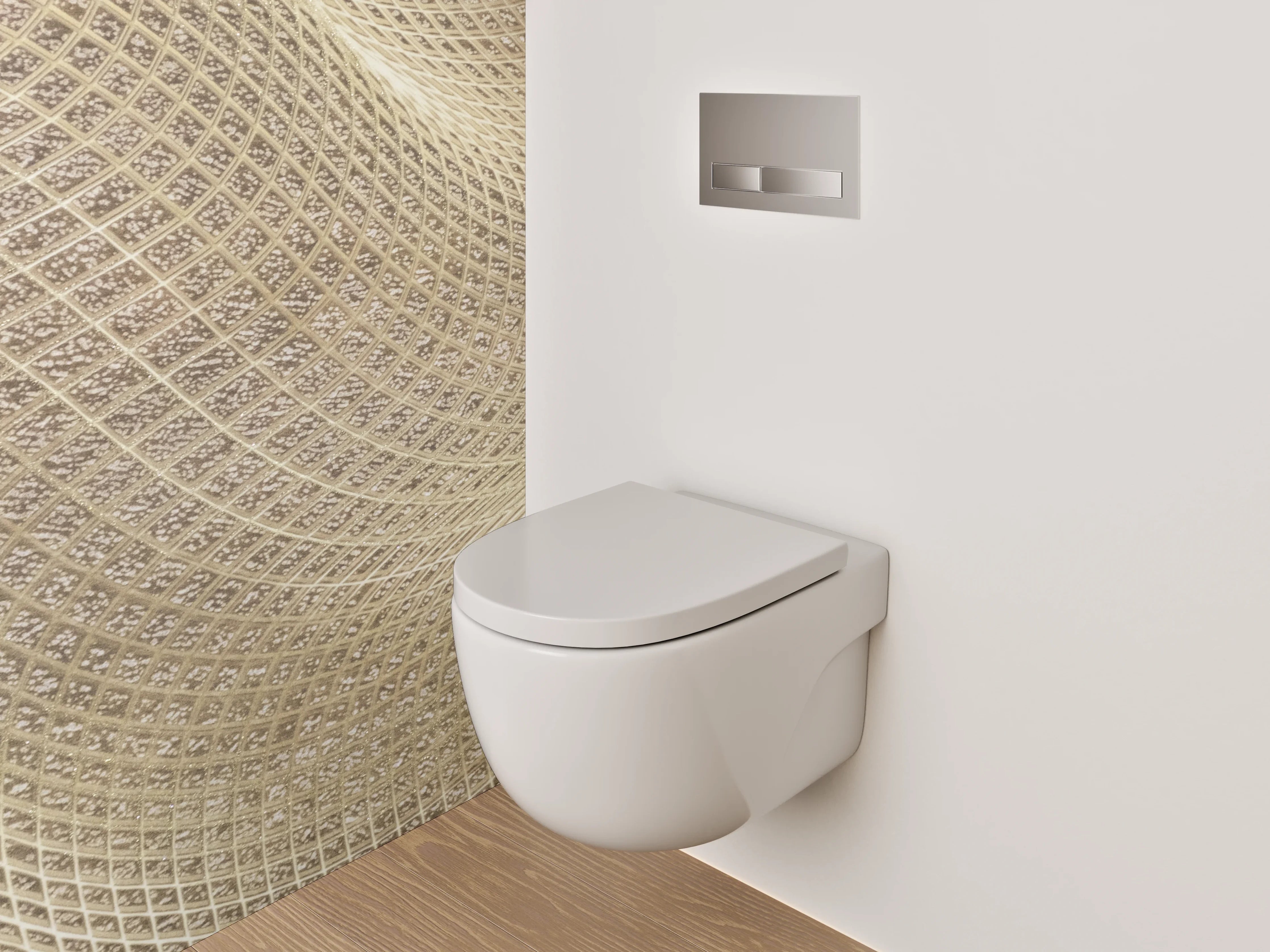 WC-Rückwand - Wellenförmige Sandstruktur Beige Muster