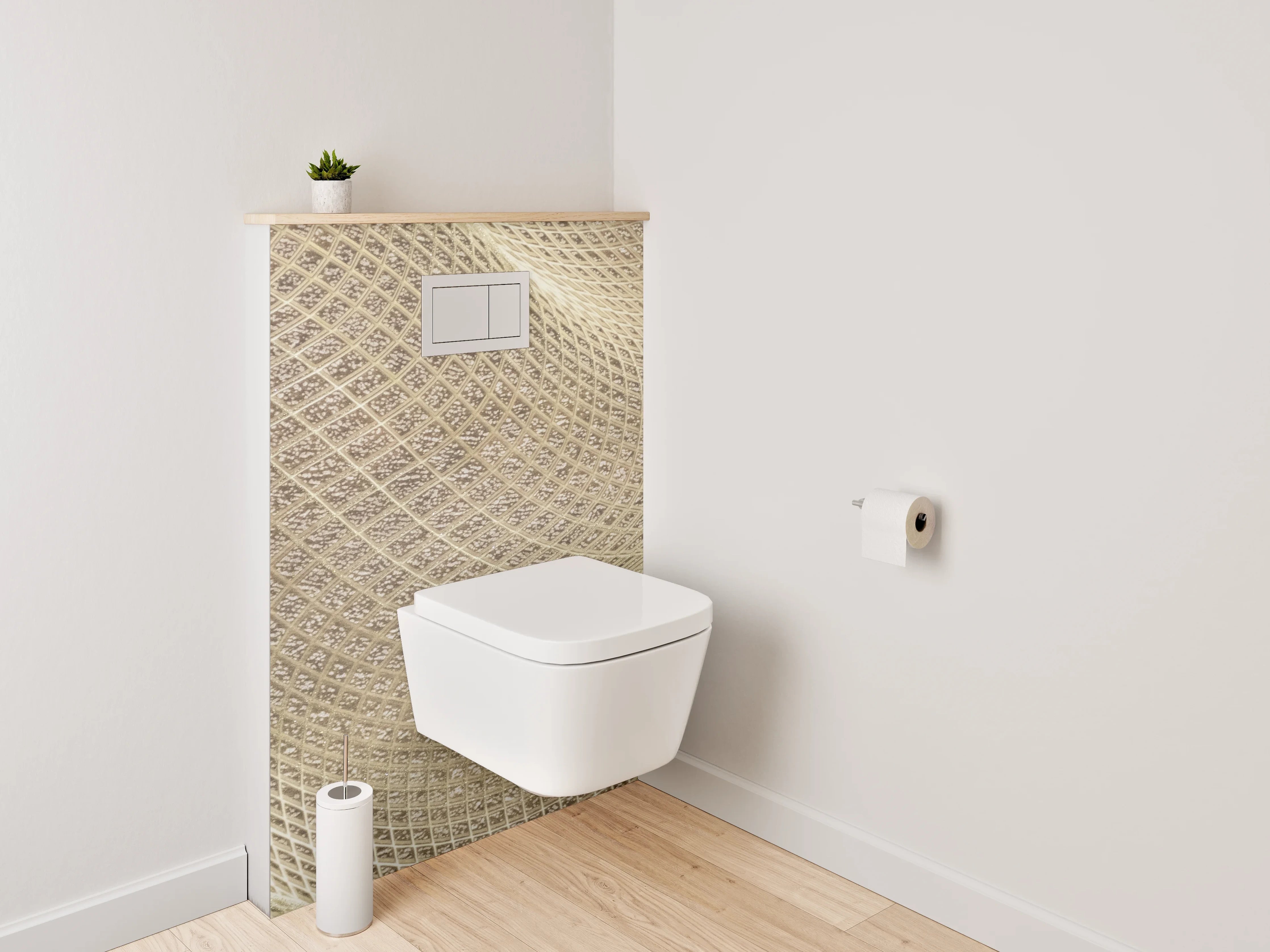 WC-Rückwand - Wellenförmige Sandstruktur Beige Muster