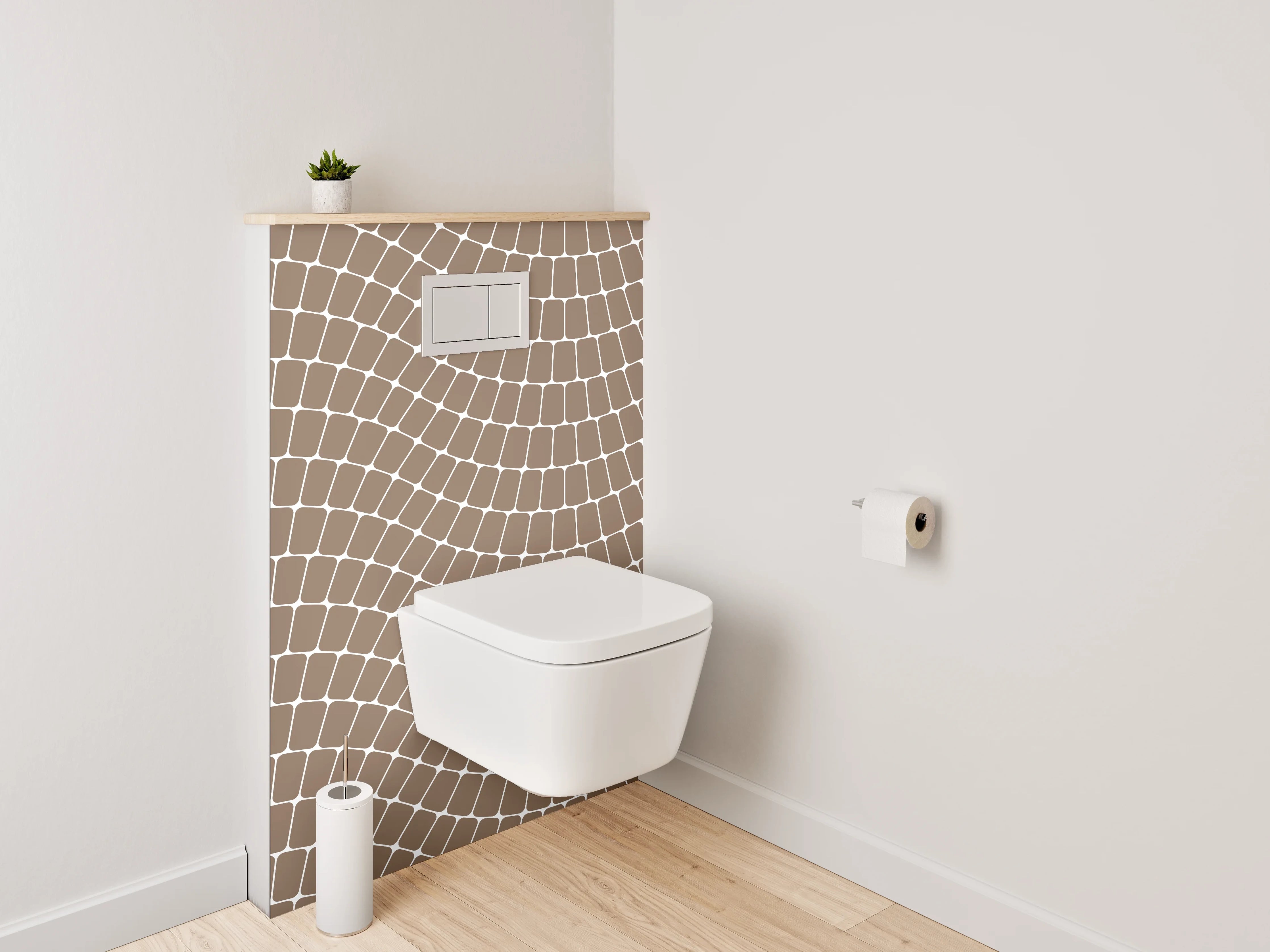 WC-Rückwand - Wellenförmiges Retro-Muster Braun Beige