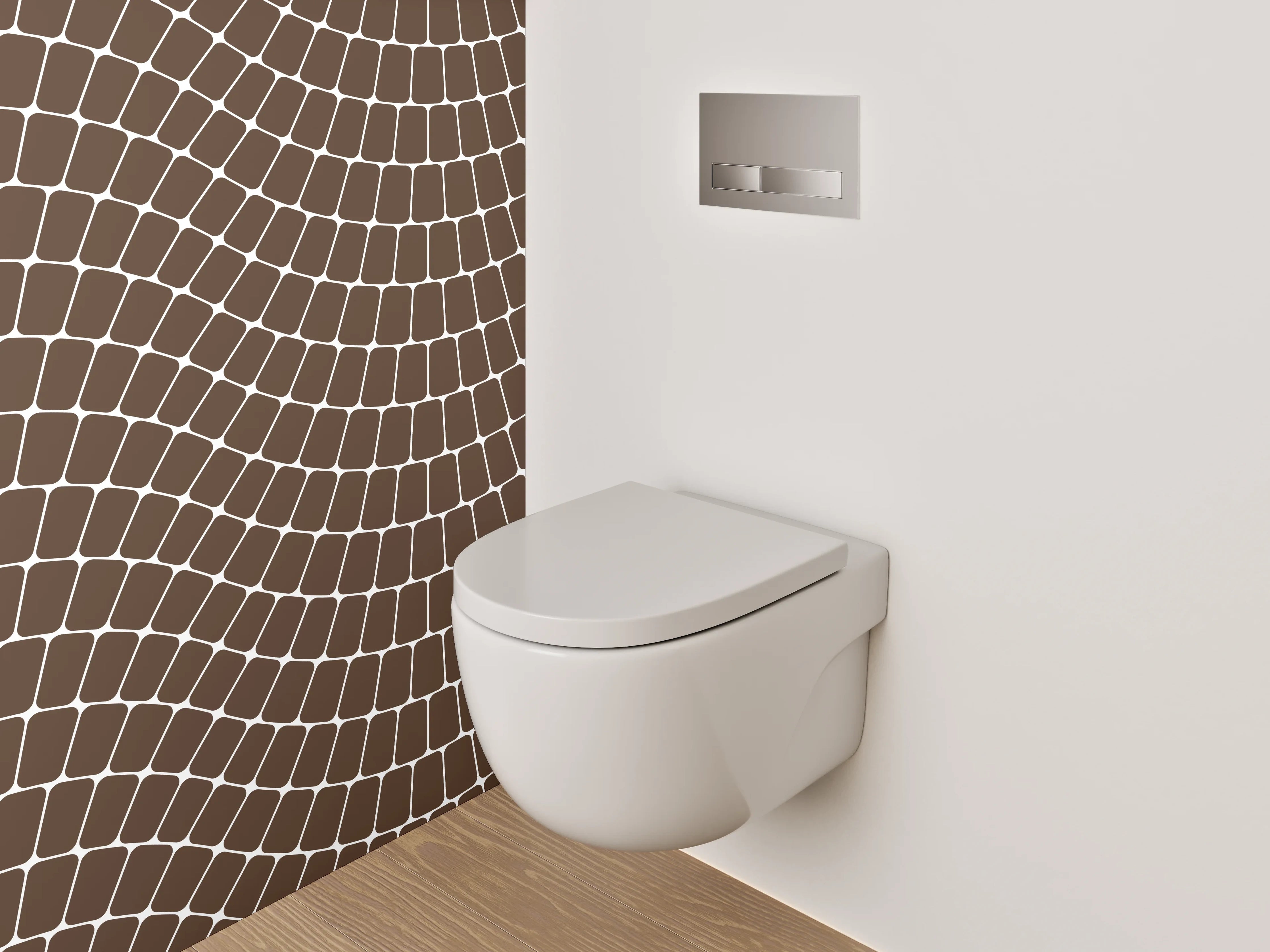 WC-Rückwand - Wellenförmiges geometrisches Linienmuster Braun