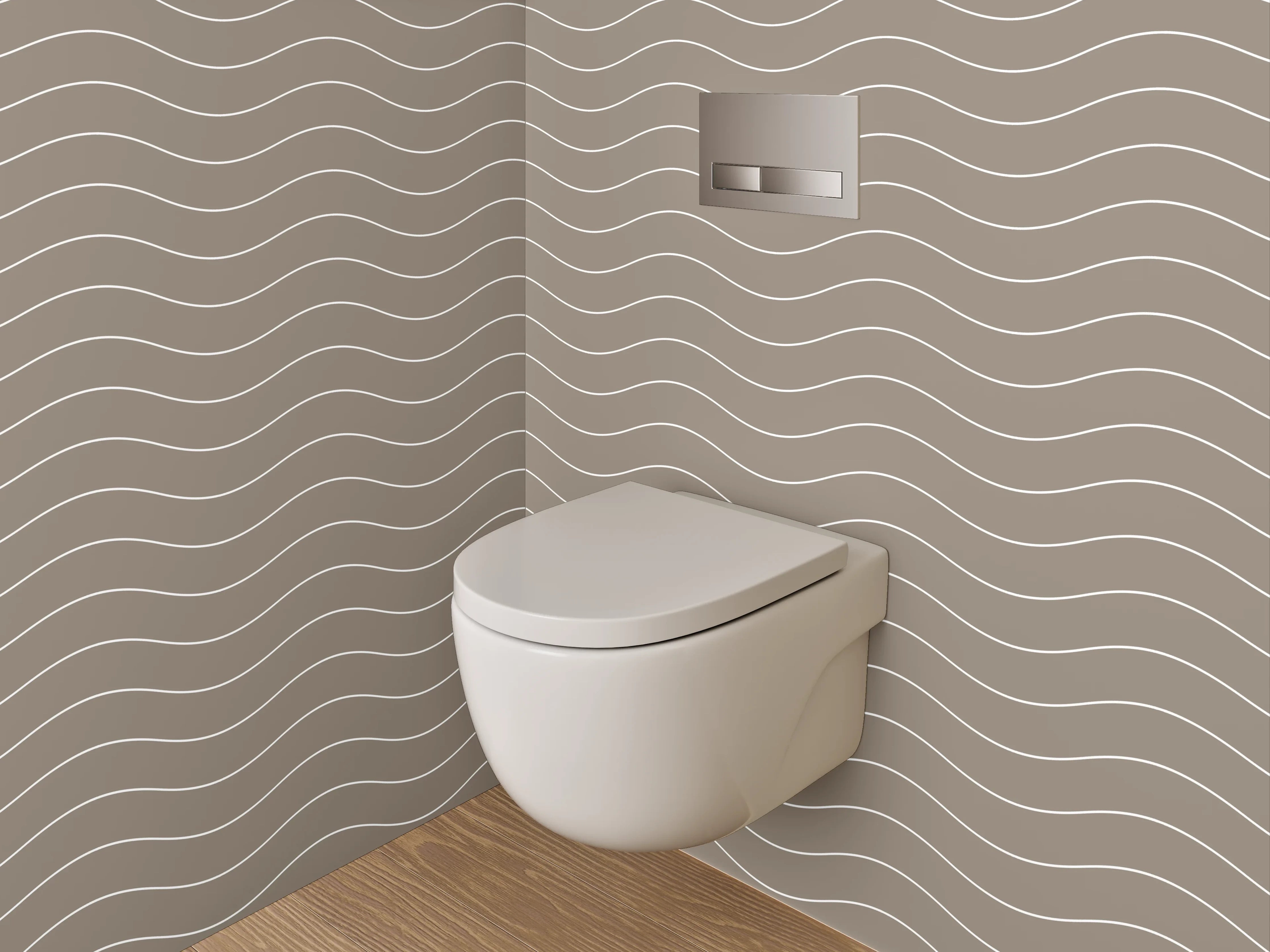 WC-Rückwand - Wellenmuster Beige Minimalistisch