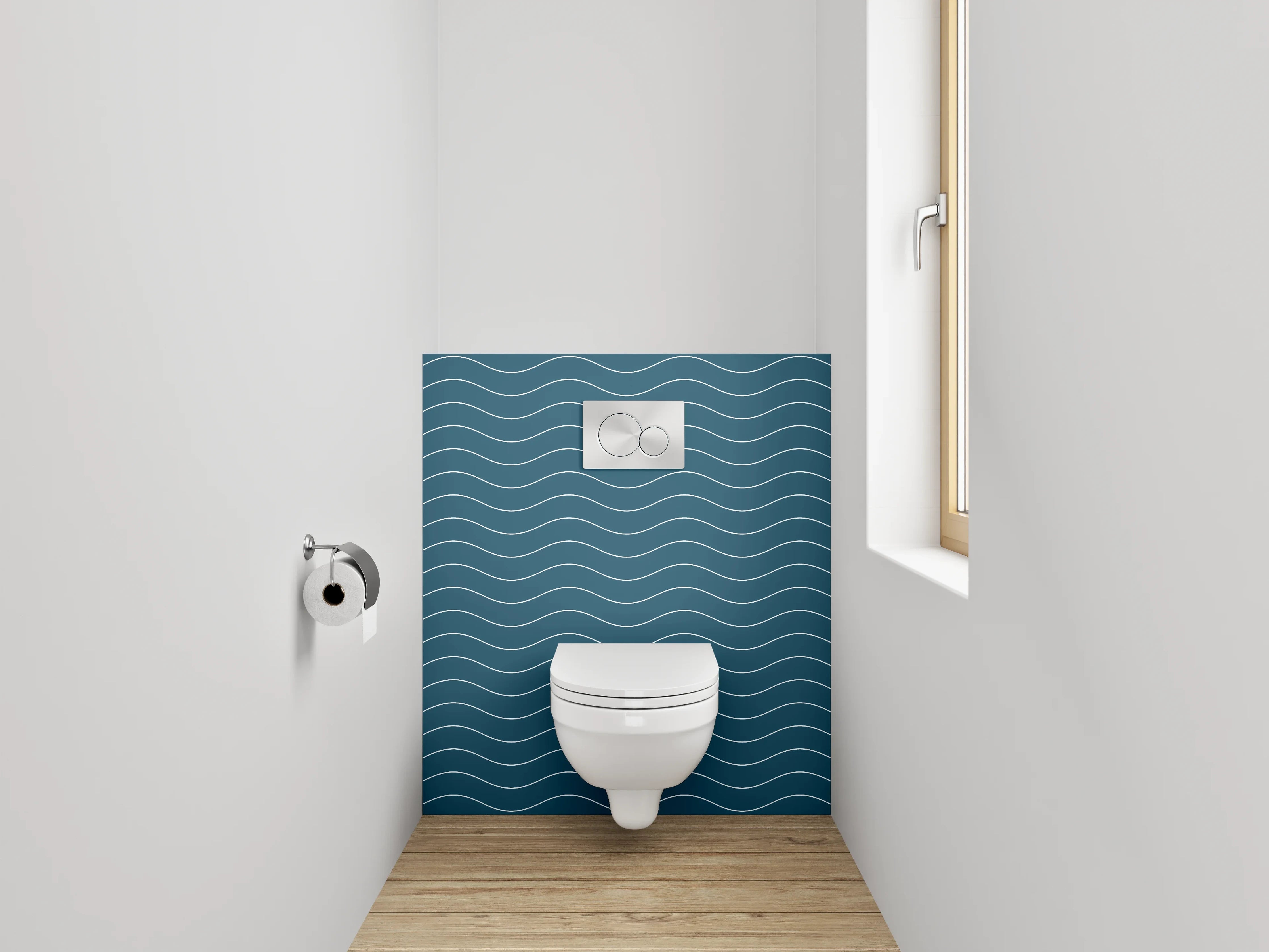 WC-Rückwand - Wellenmuster Blau Modern