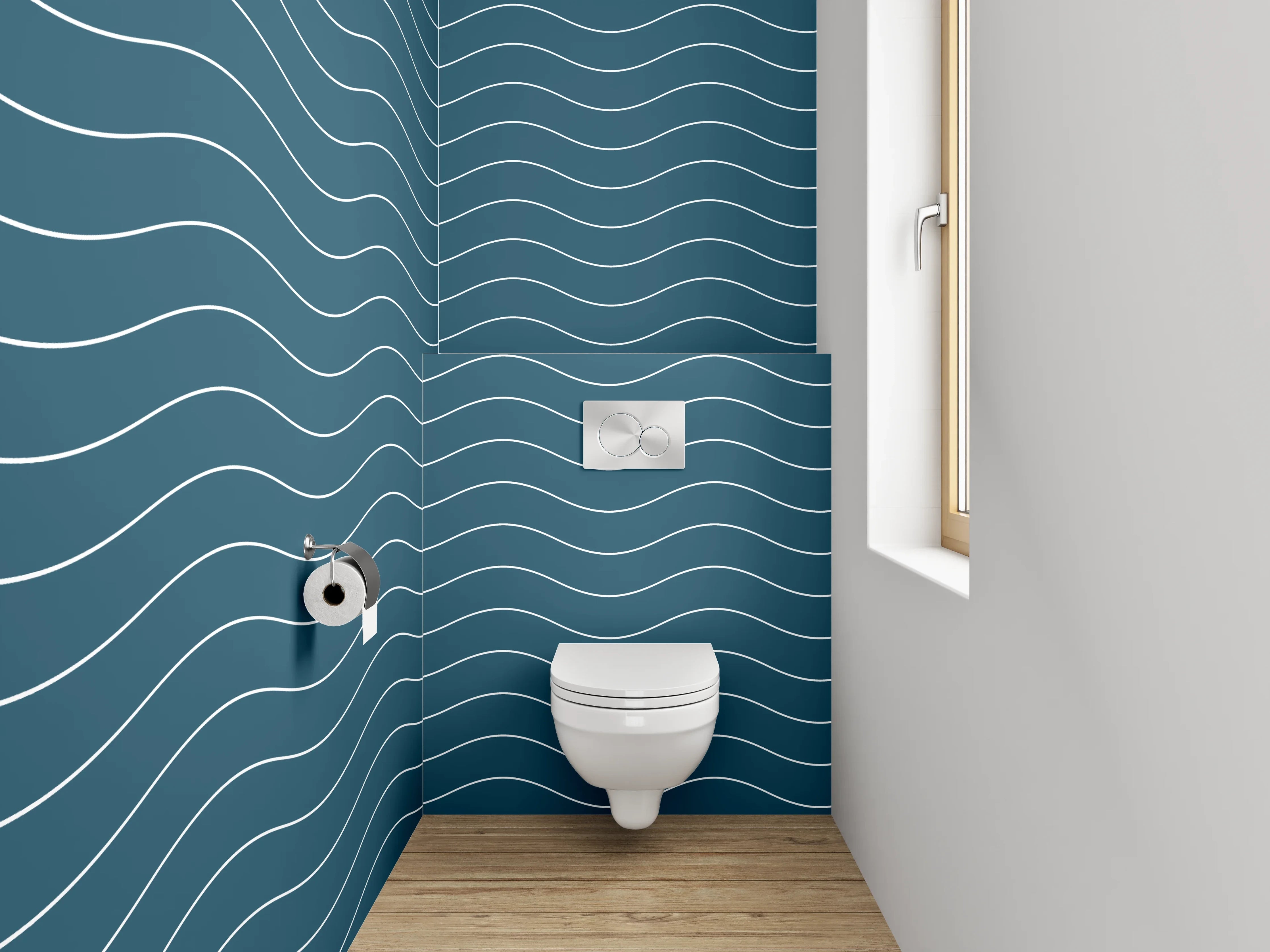 WC-Rückwand - Wellenmuster Blau Modern