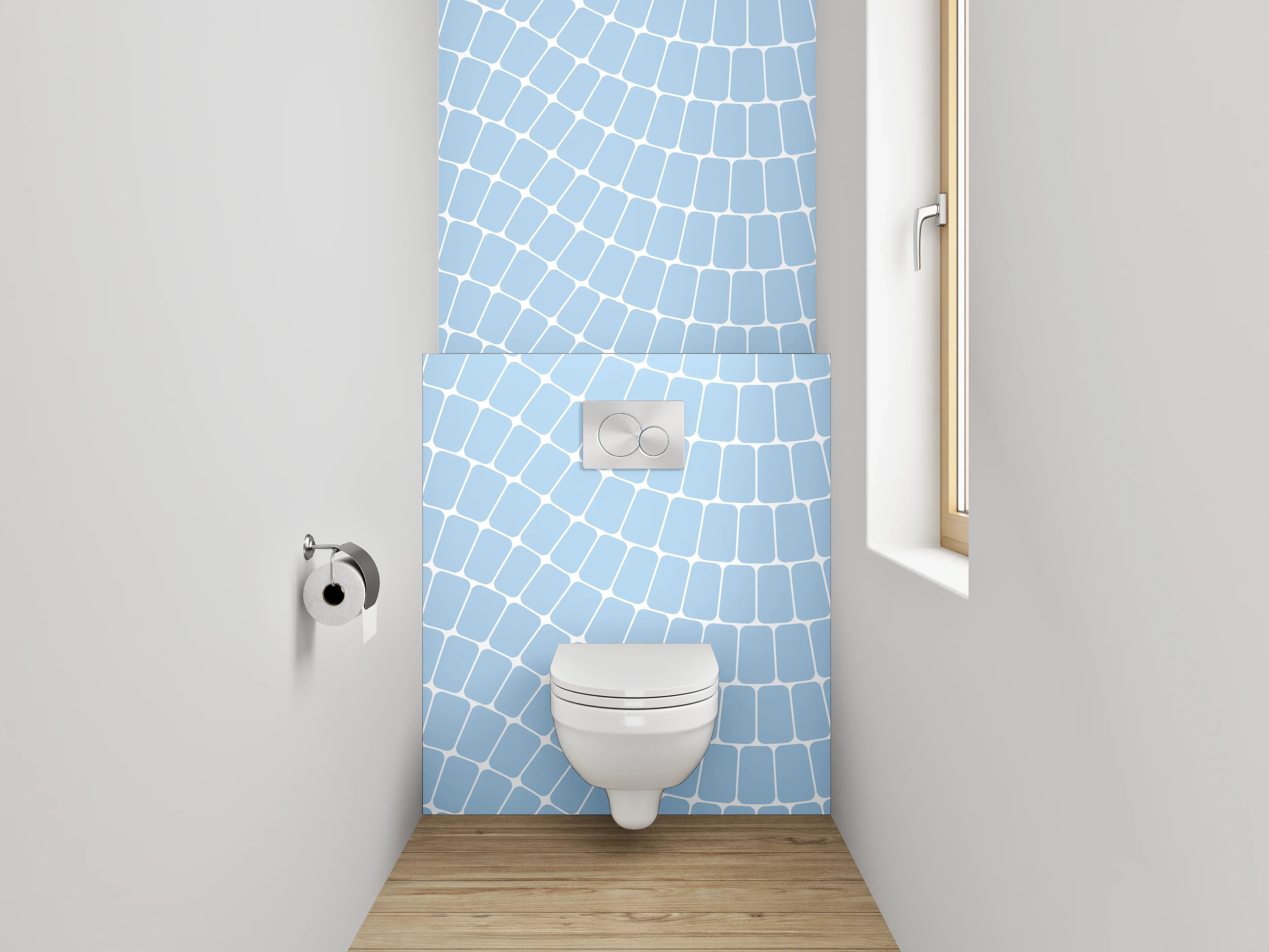 WC-Rückwand - Wellenmuster Blau Weiß Modern