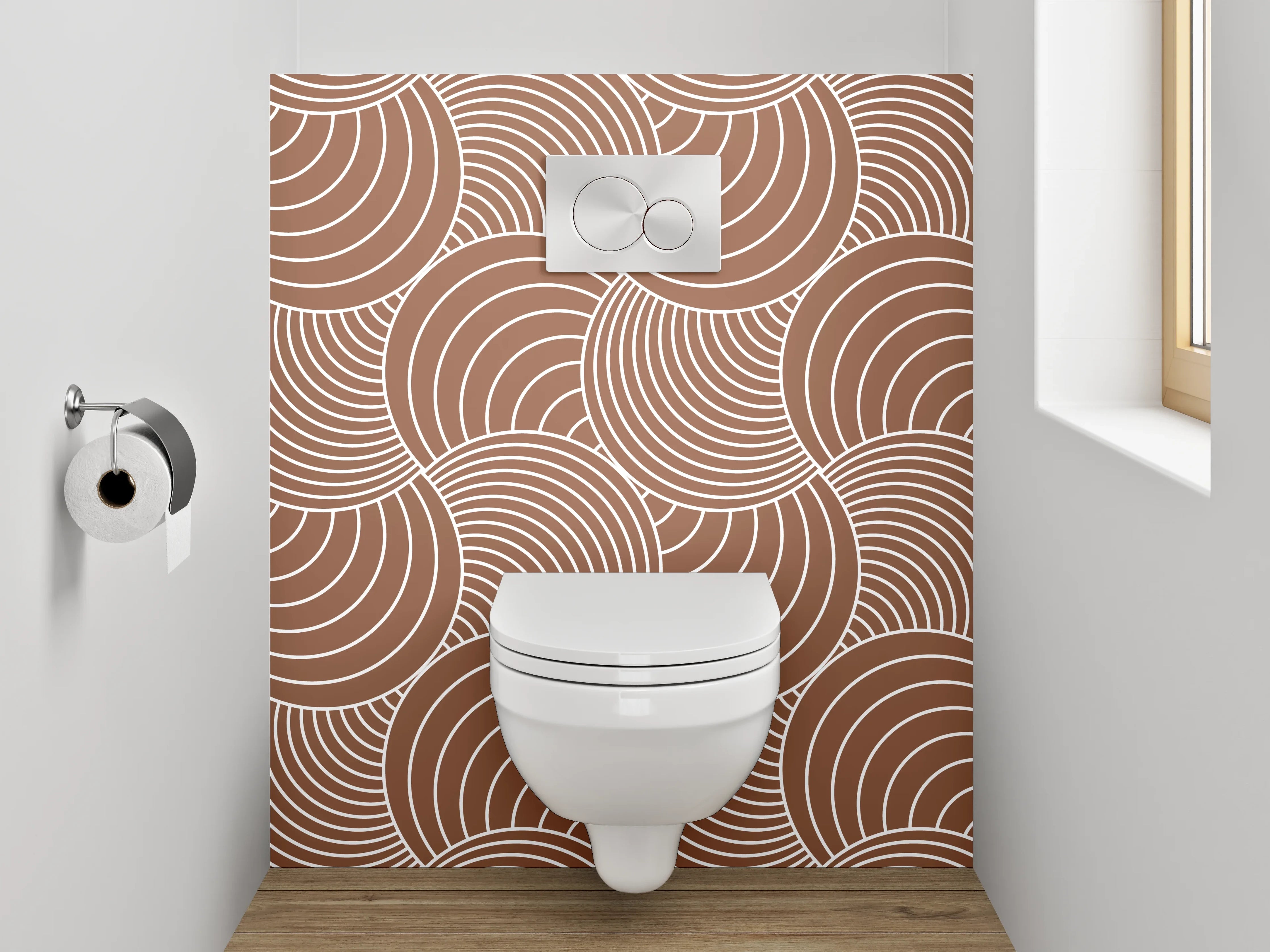 WC-Rückwand - Wellenmuster Braun Zen Abstrakt