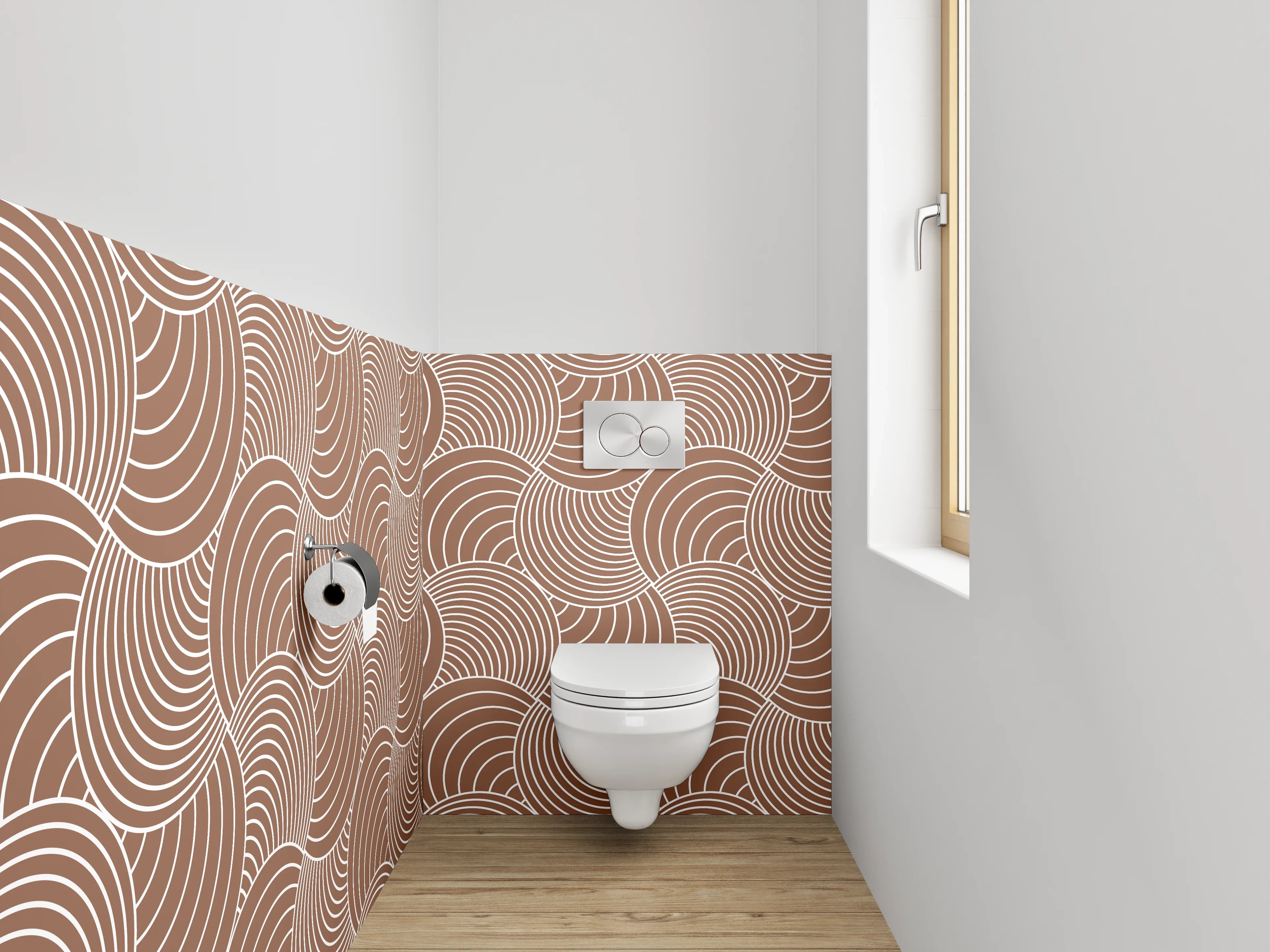 WC-Rückwand - Wellenmuster Braun Zen Abstrakt