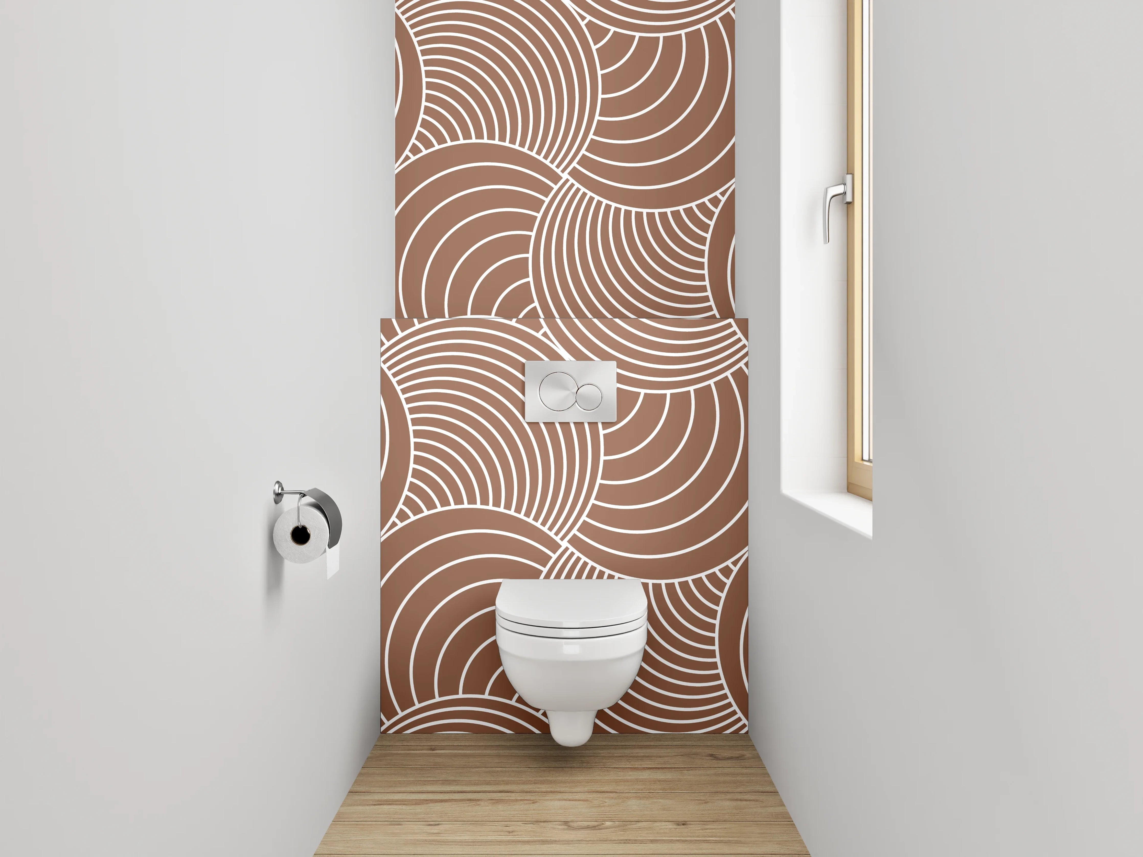 WC-Rückwand - Wellenmuster Braun Zen Abstrakt