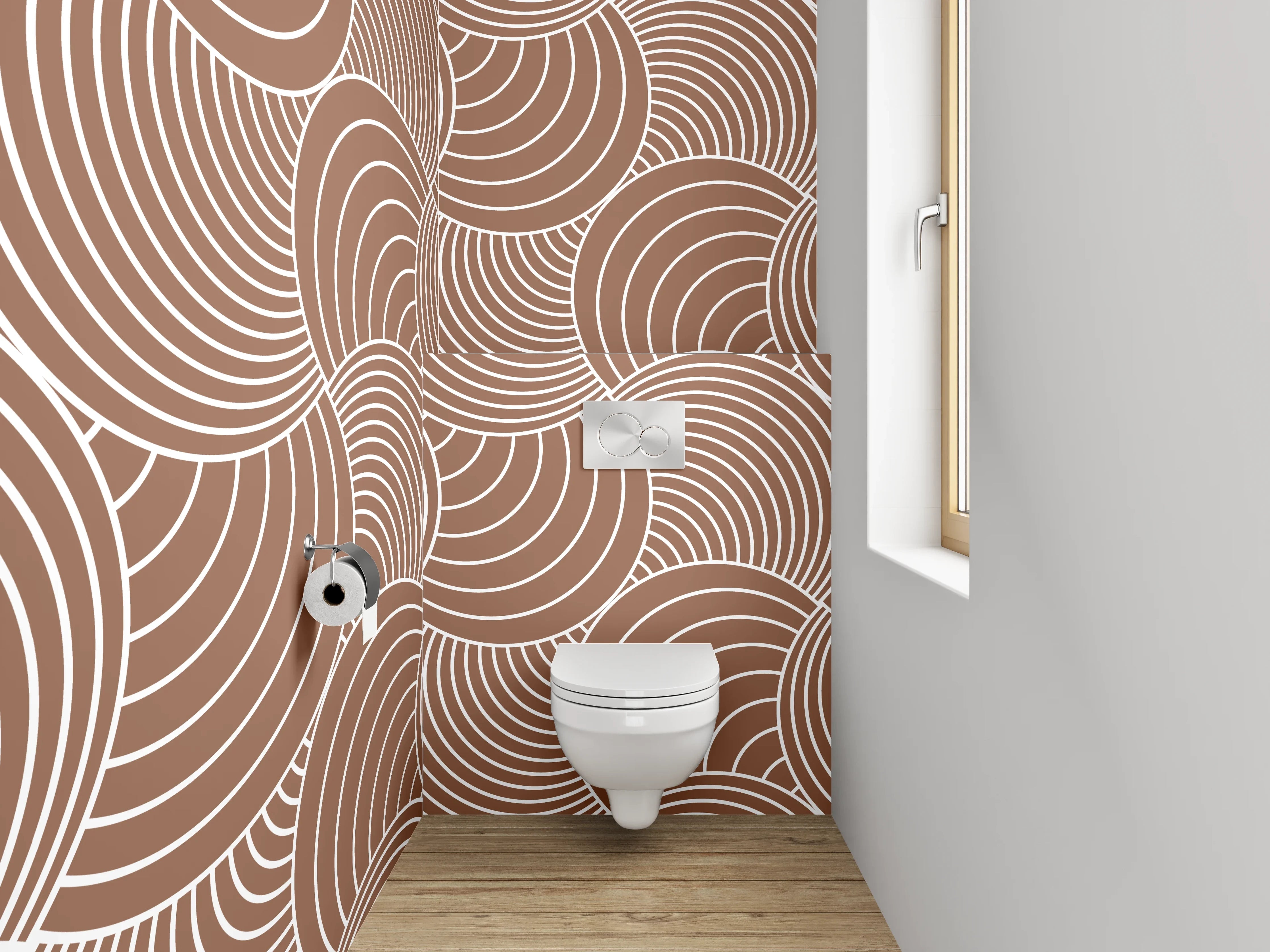 WC-Rückwand - Wellenmuster Braun Zen Abstrakt