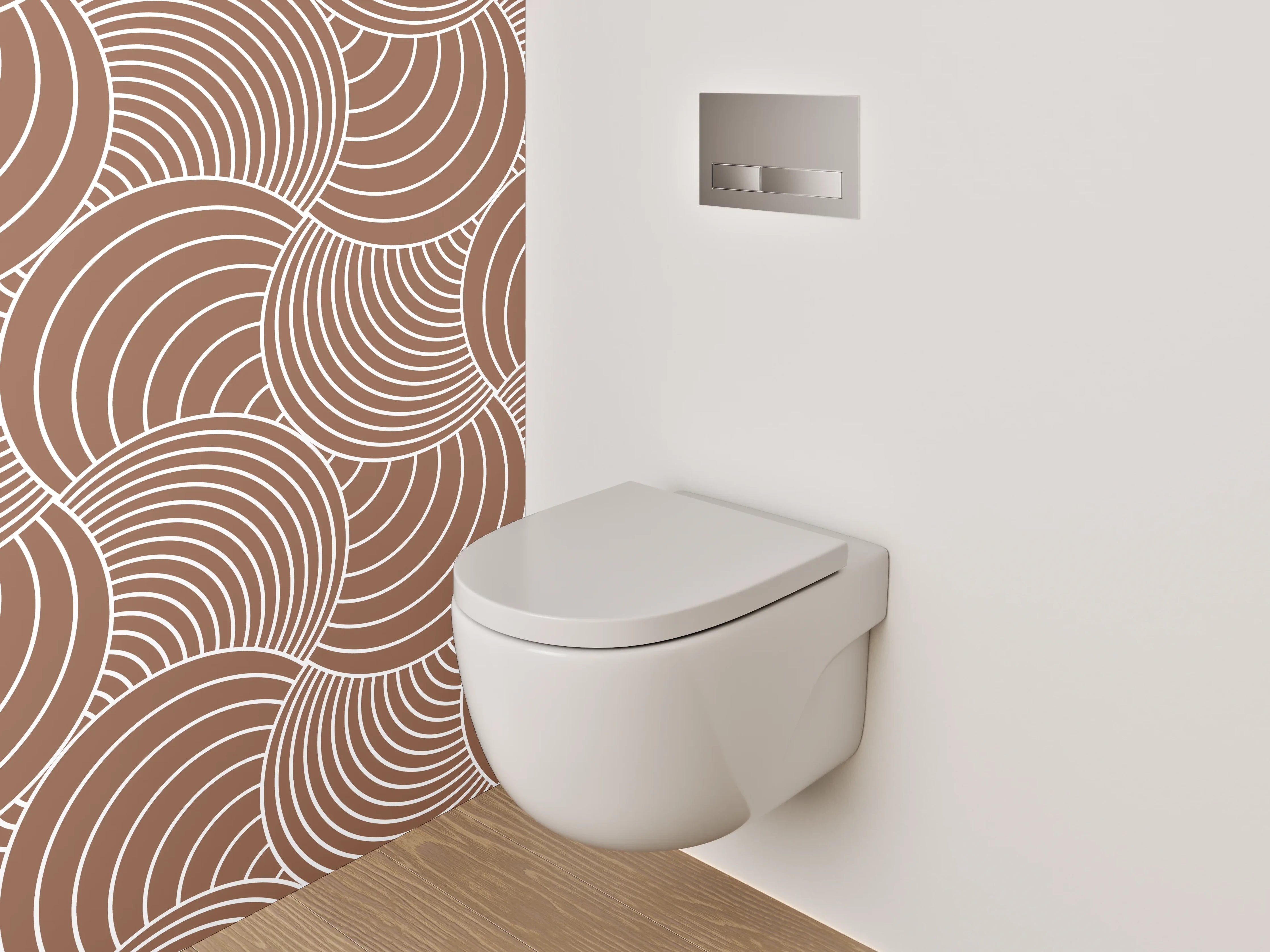 WC-Rückwand - Wellenmuster Braun Zen Abstrakt