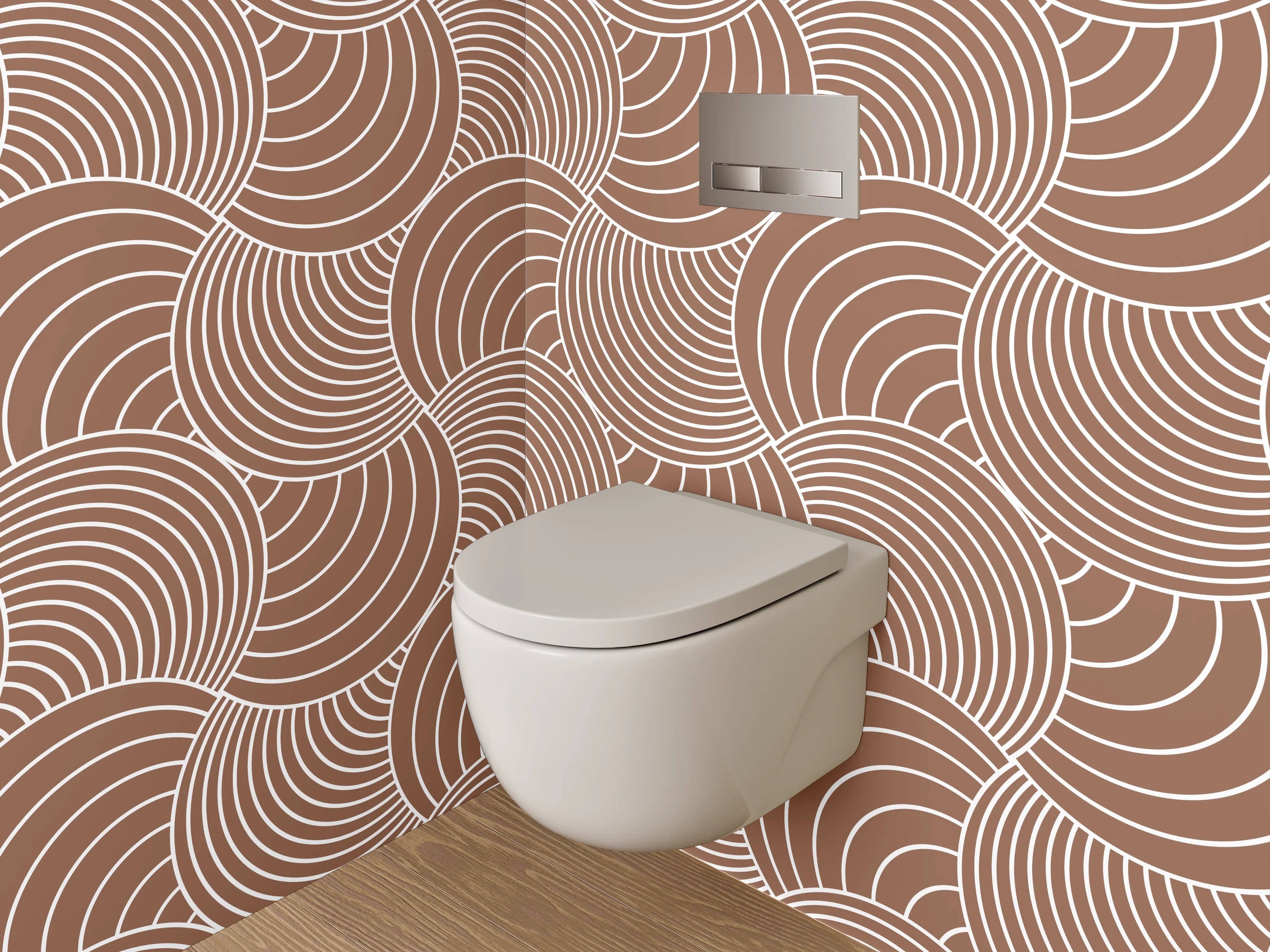 WC-Rückwand - Wellenmuster Braun Zen Abstrakt