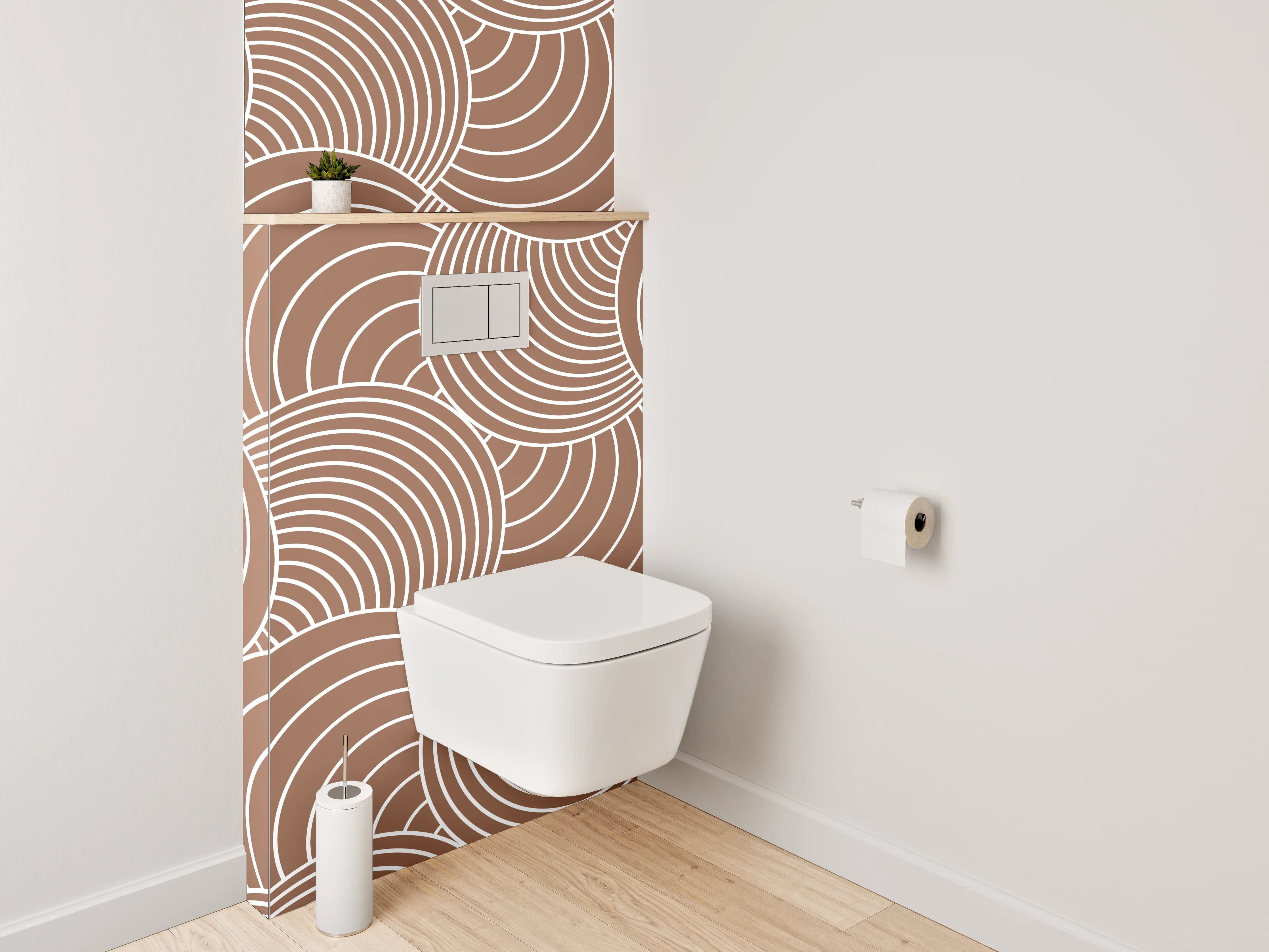 WC-Rückwand - Wellenmuster Braun Zen Abstrakt