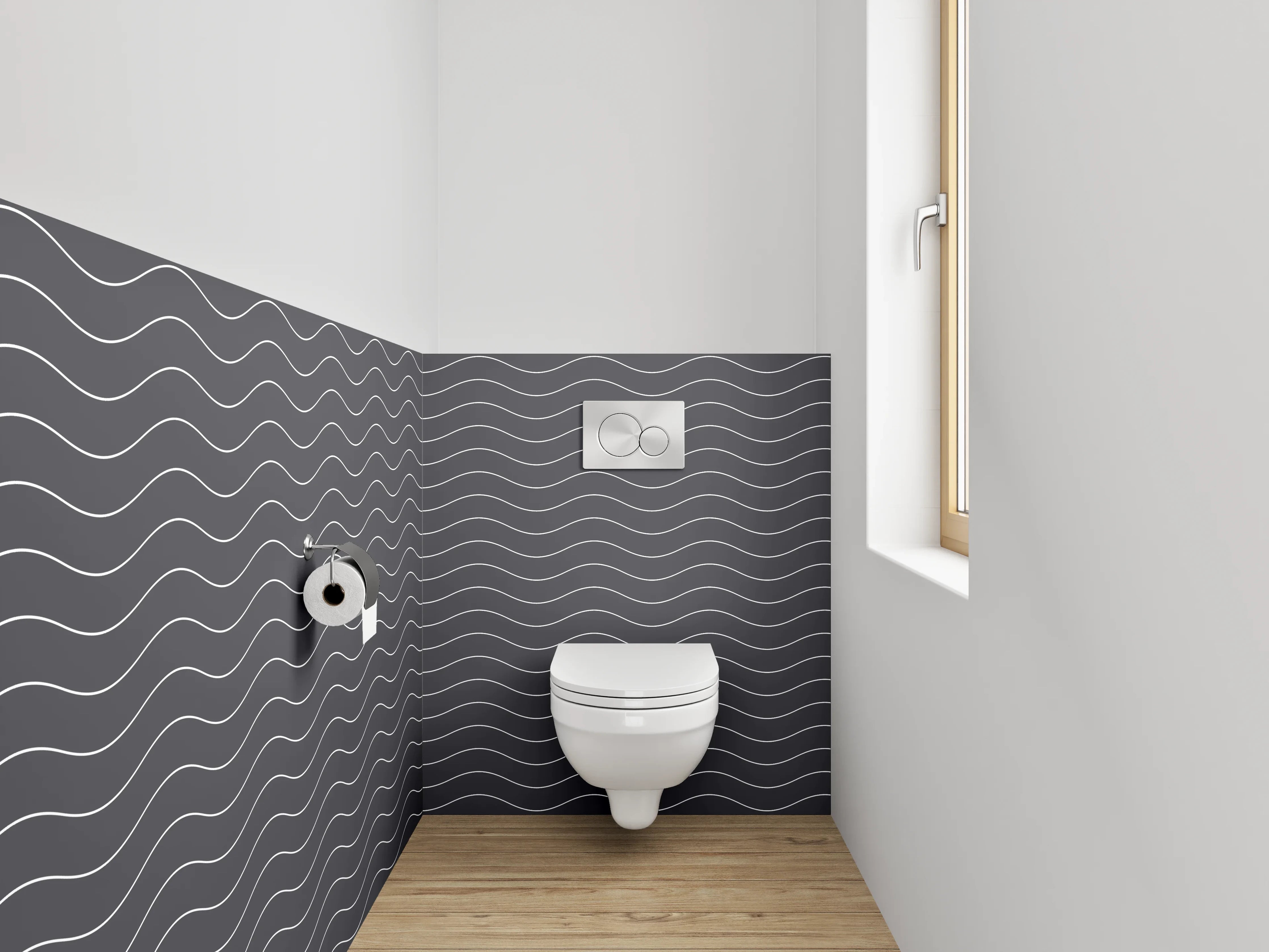 WC-Rückwand - Wellenmuster Grau Modern