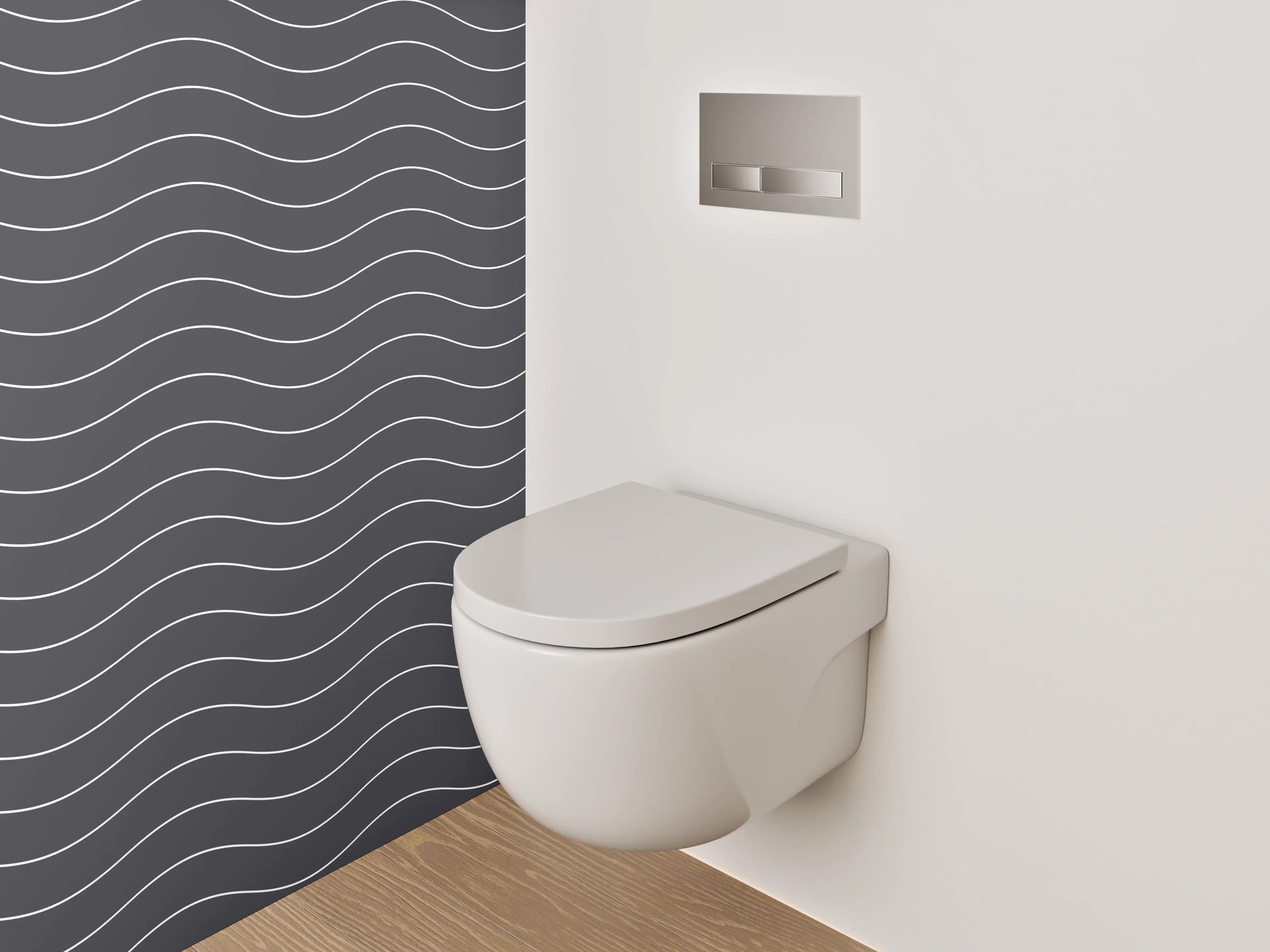 WC-Rückwand - Wellenmuster Grau Modern