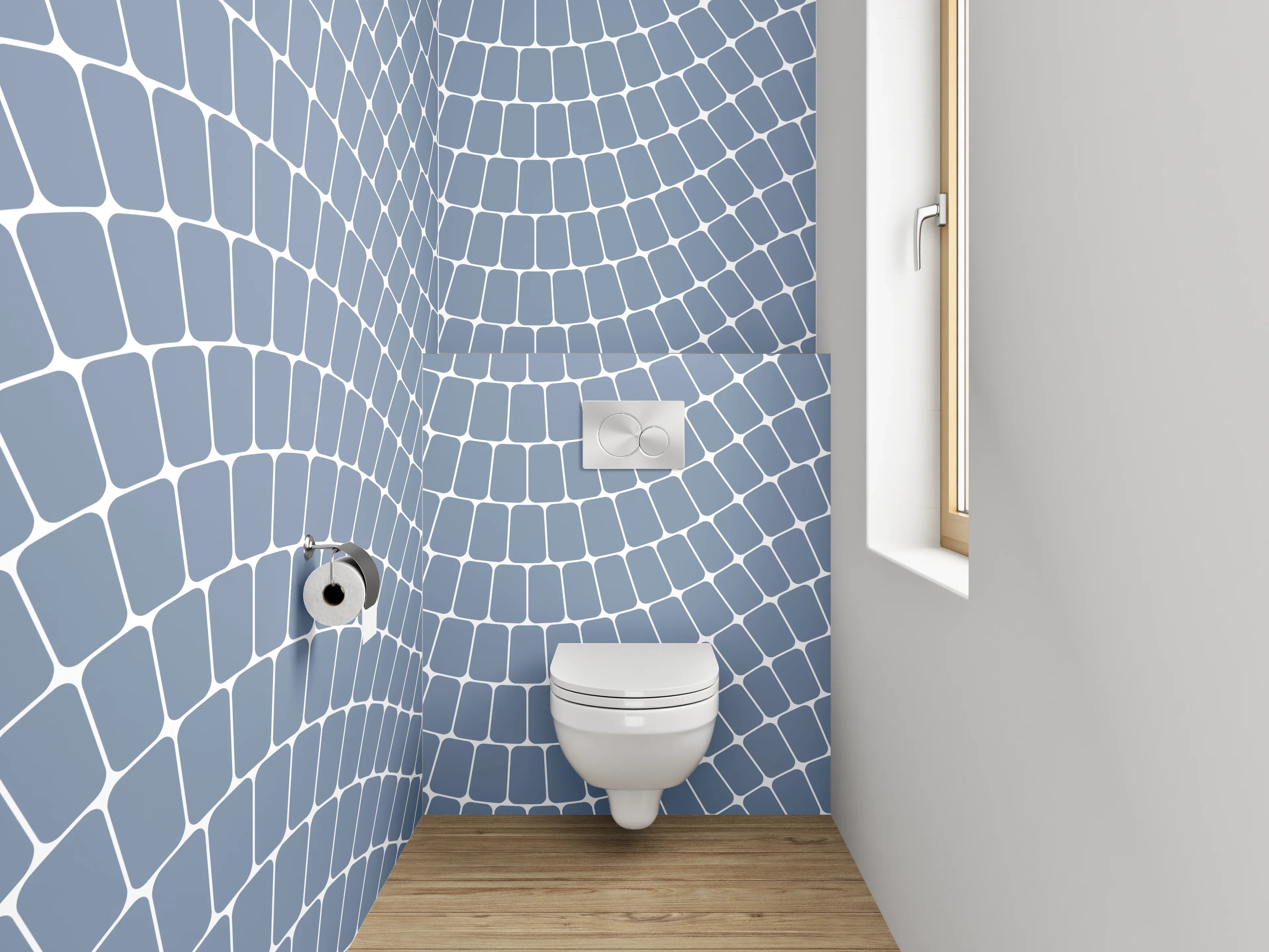 WC-Rückwand - Wellenmuster Grau Weiß Modern
