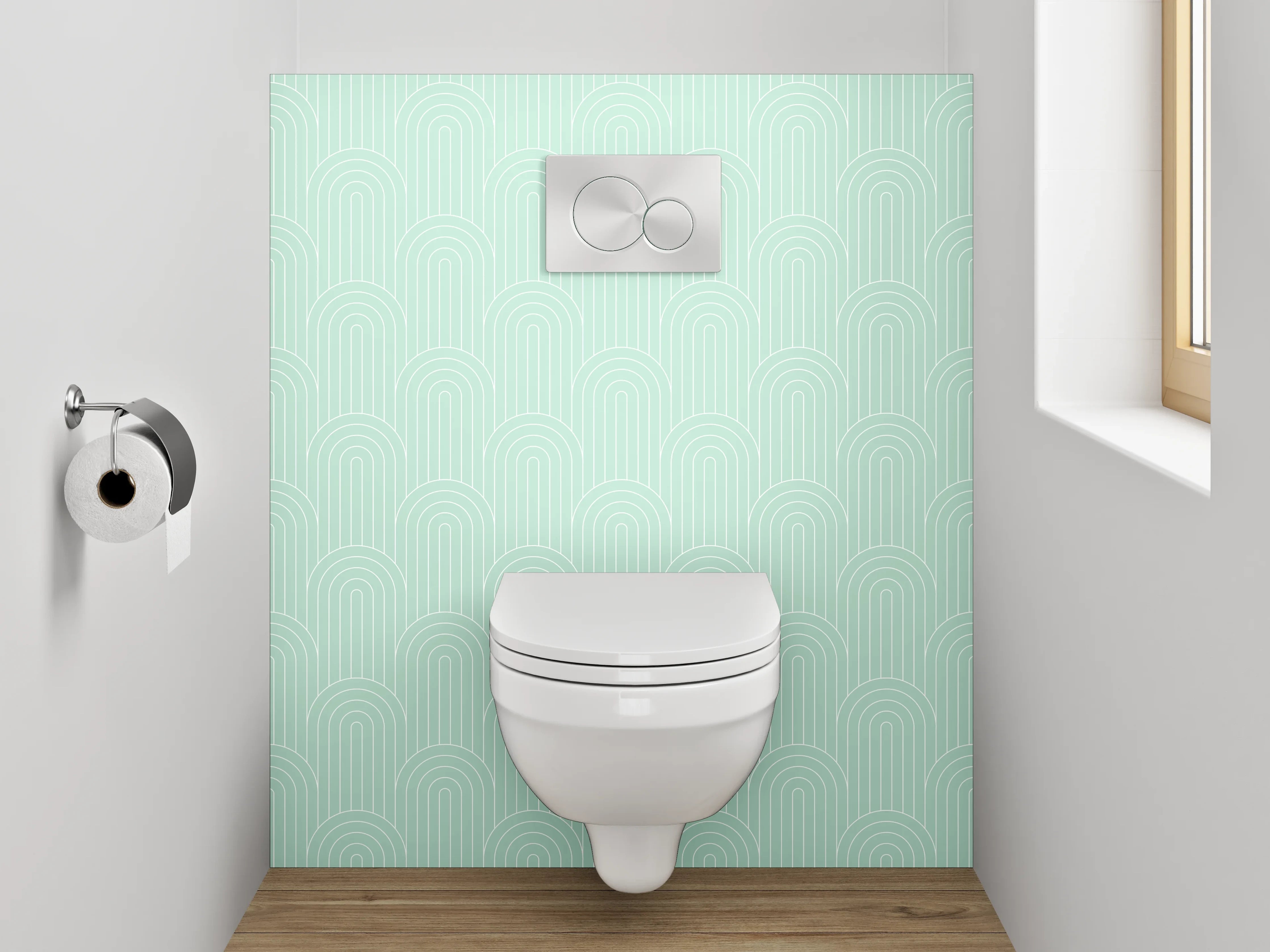 WC-Rückwand - Wellenmuster Mint – Geometrisches Design