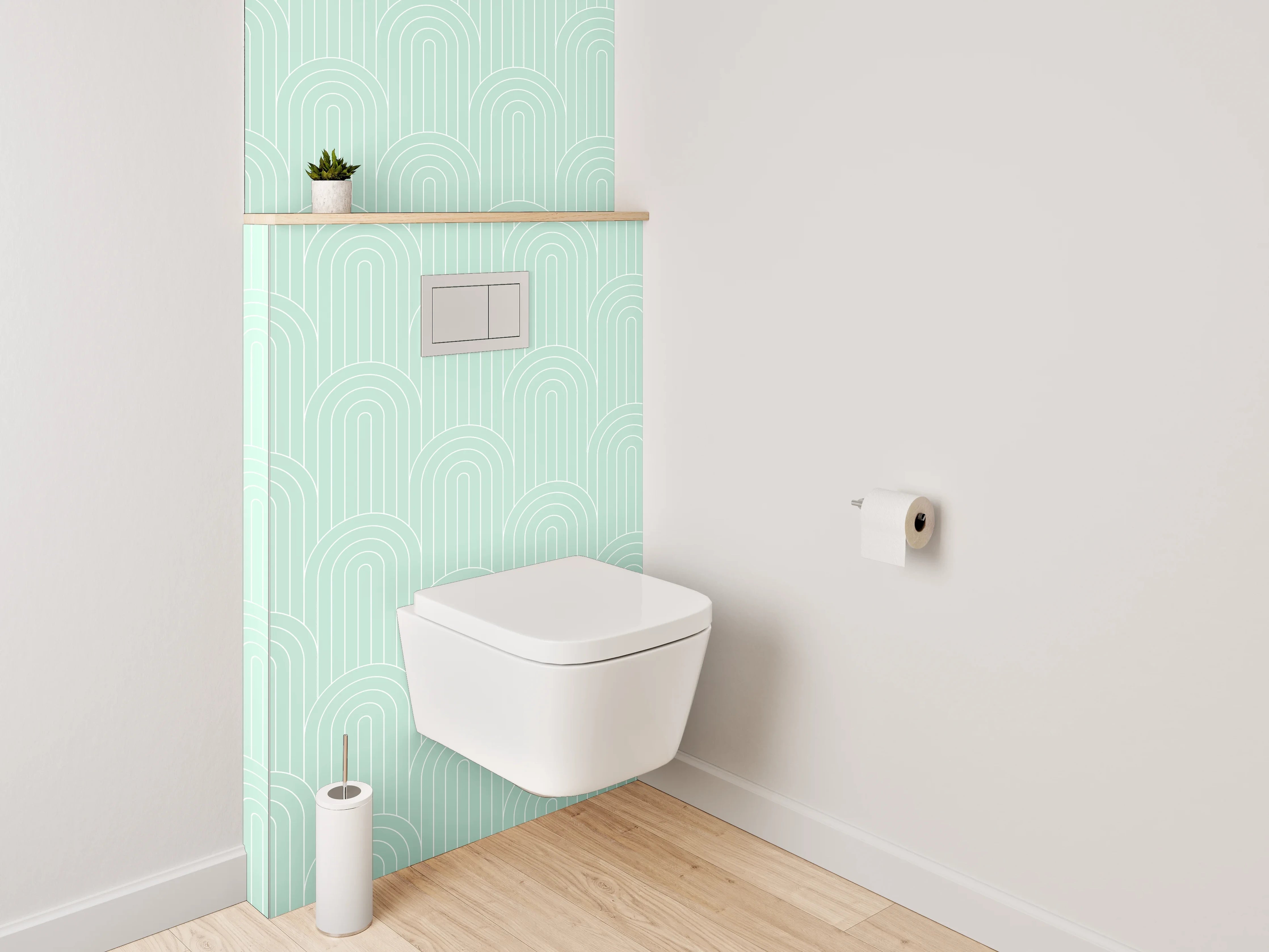 WC-Rückwand - Wellenmuster Mint – Geometrisches Design