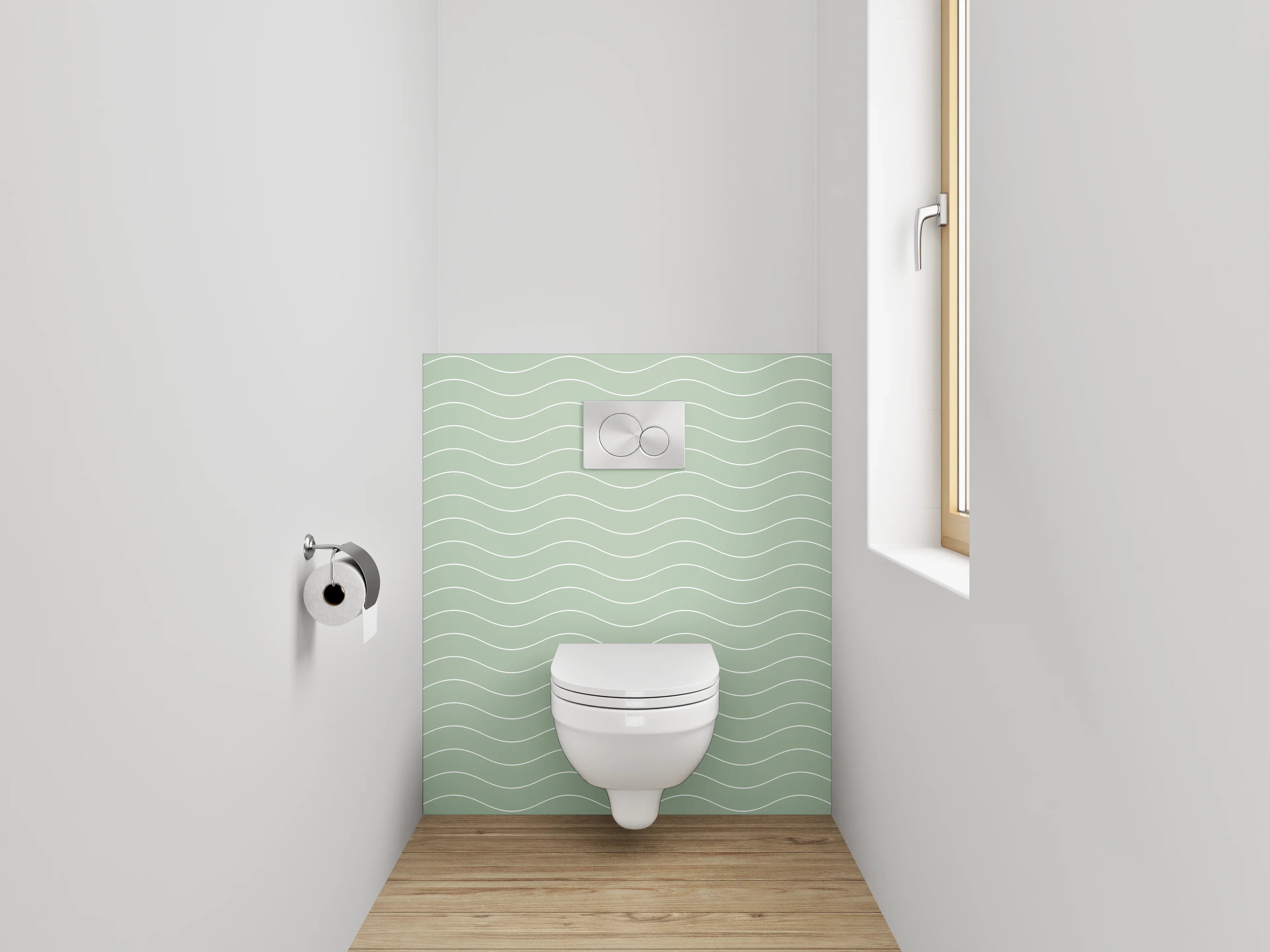 WC-Rückwand - Wellenmuster Mintgrün Minimalistisch