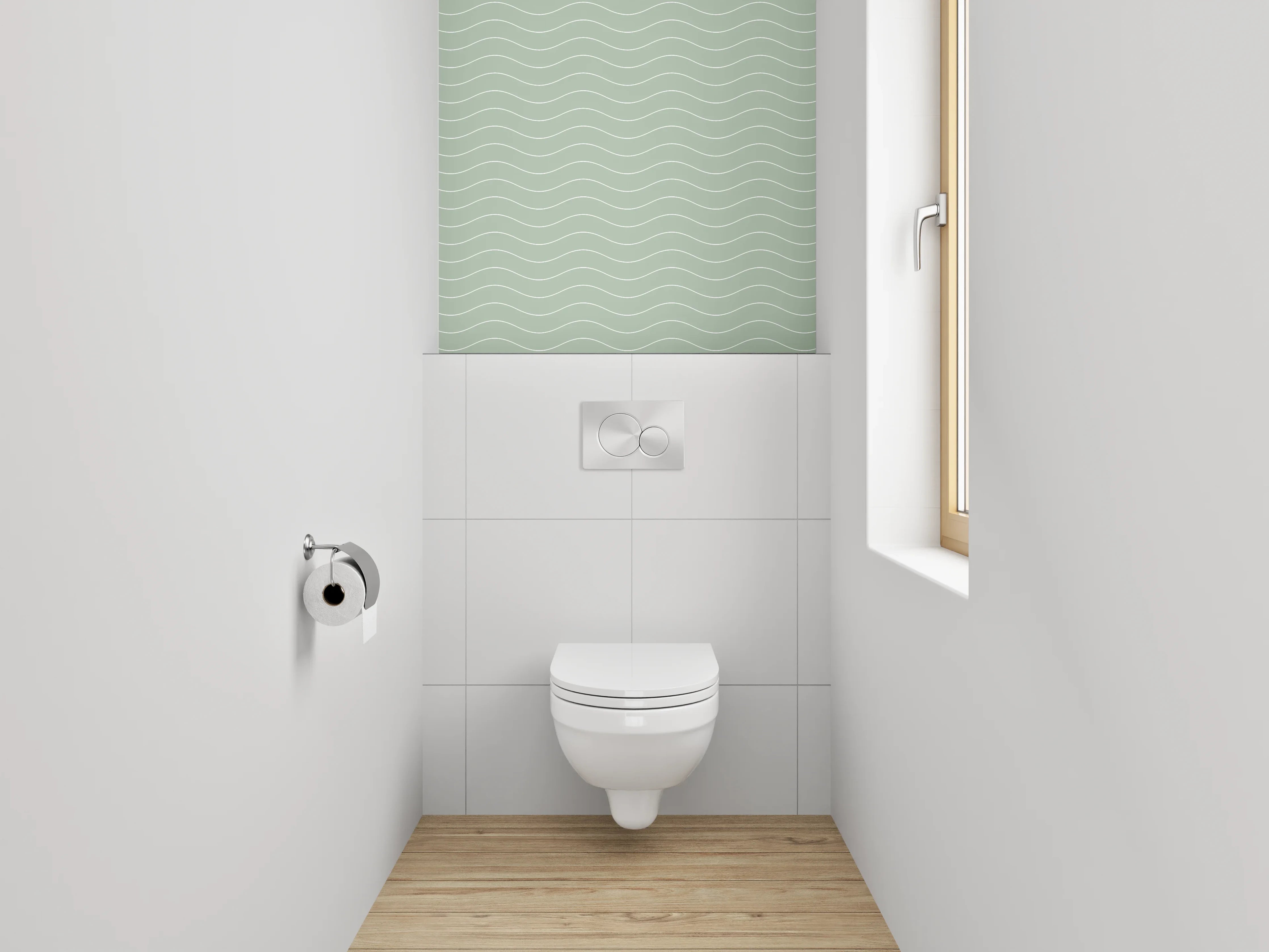 WC-Rückwand - Wellenmuster Mintgrün Minimalistisch