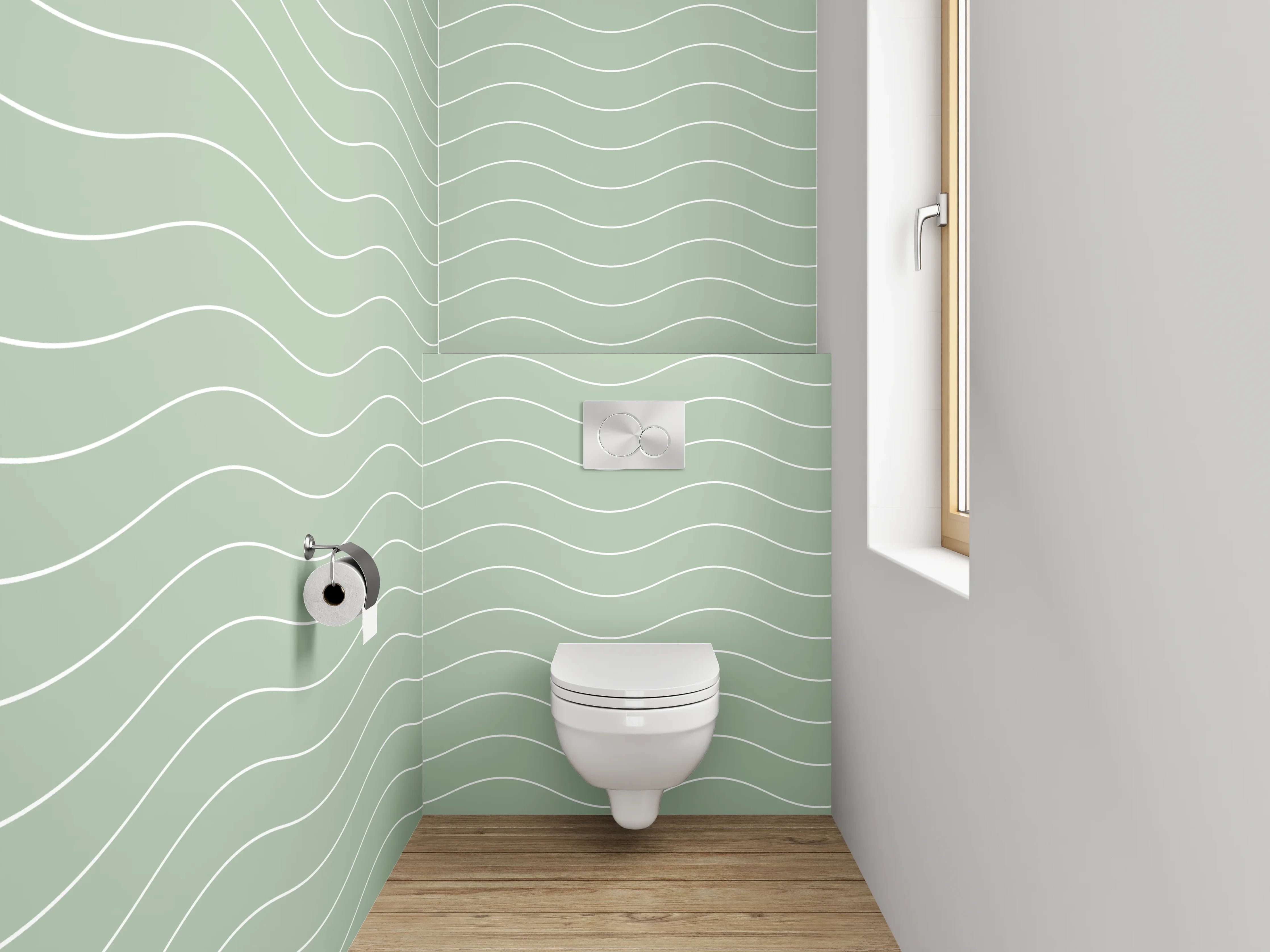 WC-Rückwand - Wellenmuster Mintgrün Minimalistisch