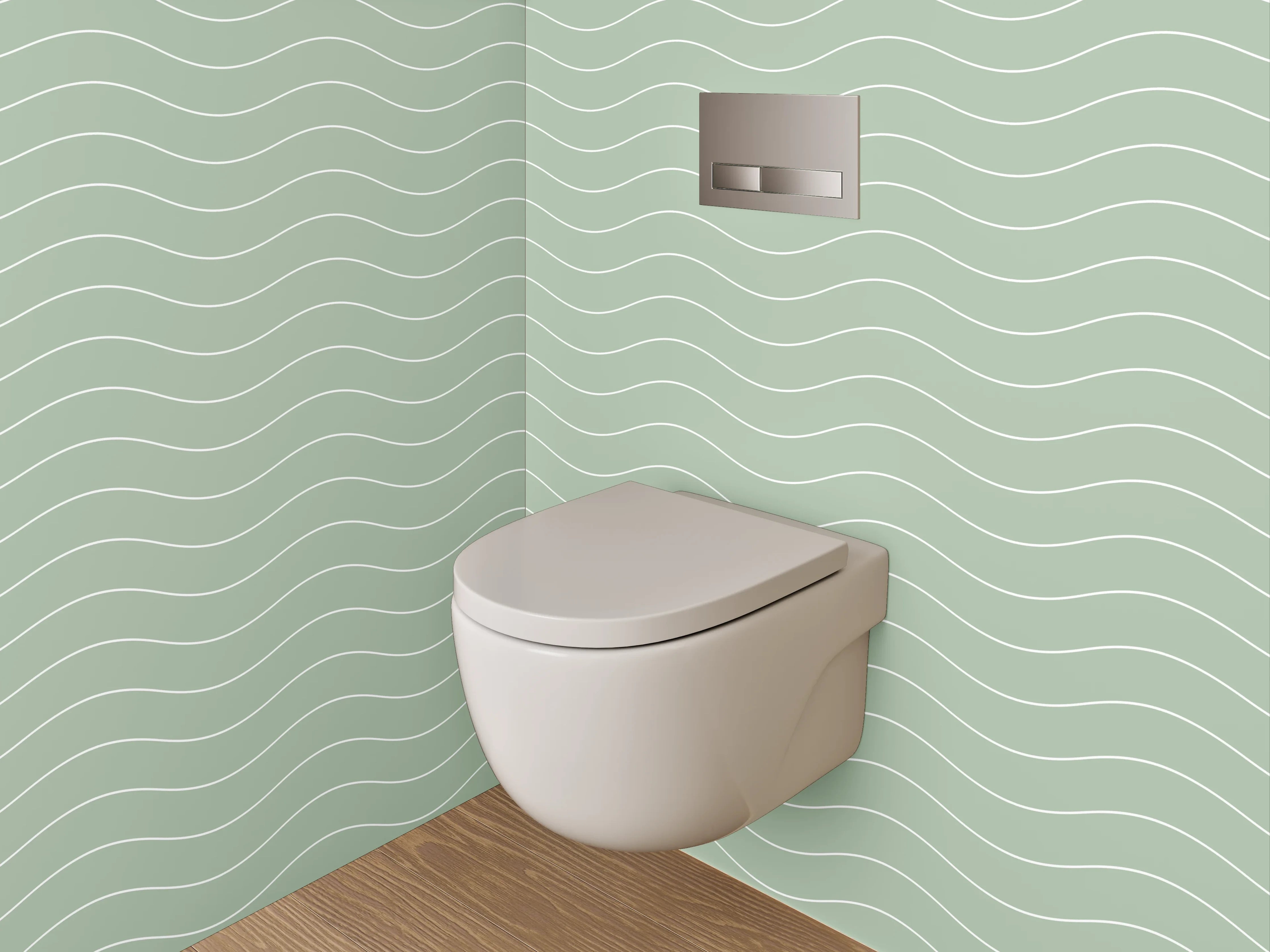 WC-Rückwand - Wellenmuster Mintgrün Minimalistisch