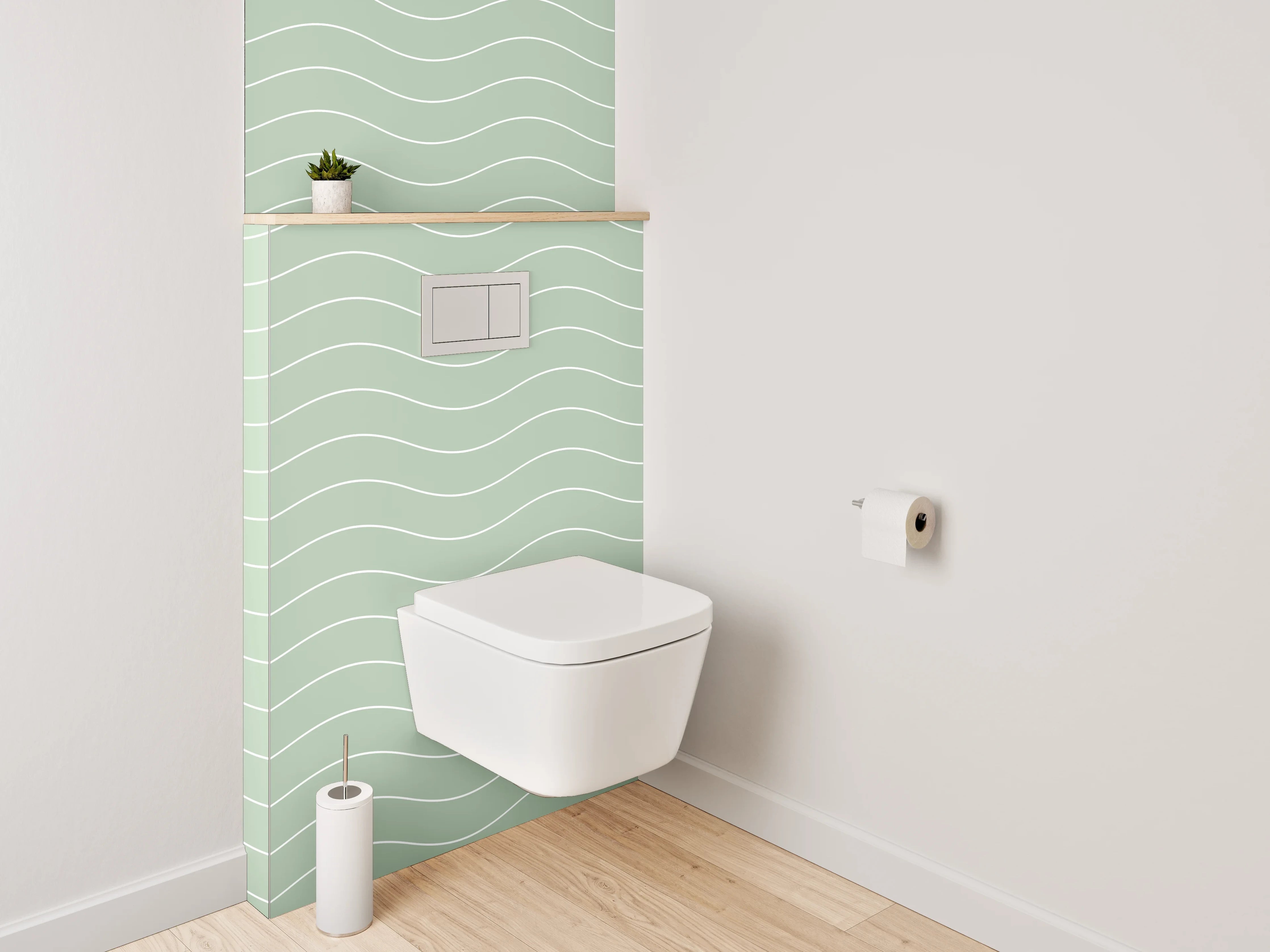 WC-Rückwand - Wellenmuster Mintgrün Minimalistisch