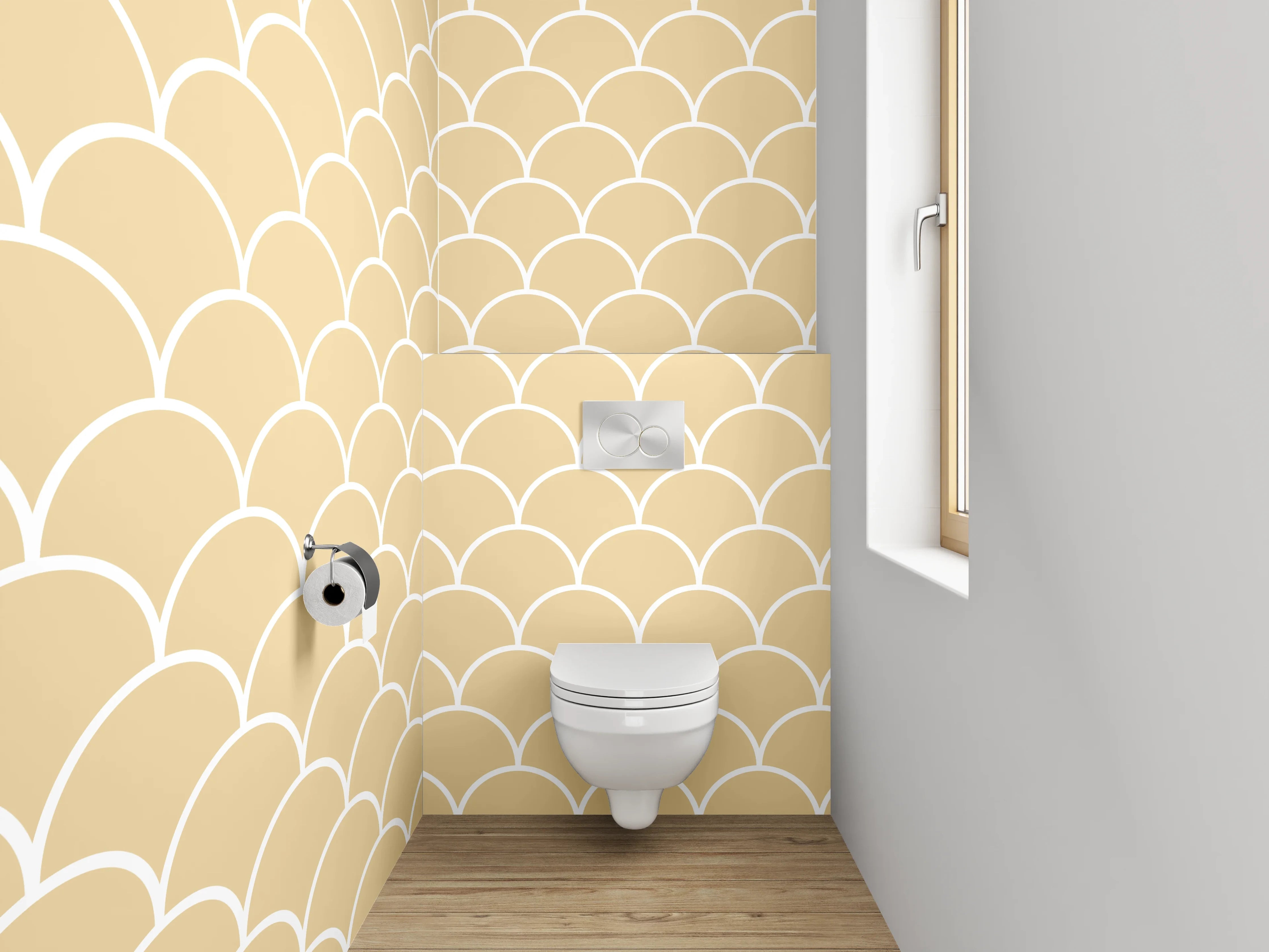 WC-Rückwand - Wellenmuster Retro Beige