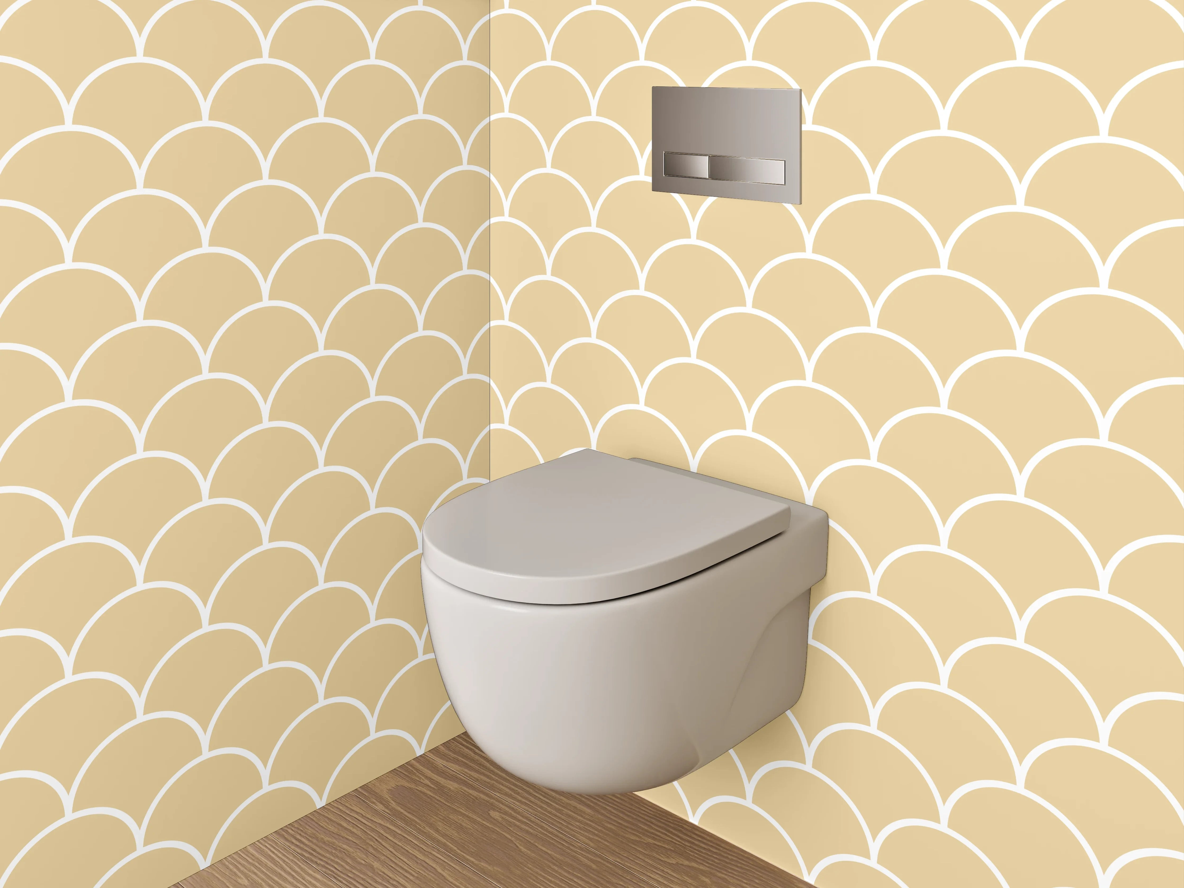 WC-Rückwand - Wellenmuster Retro Beige