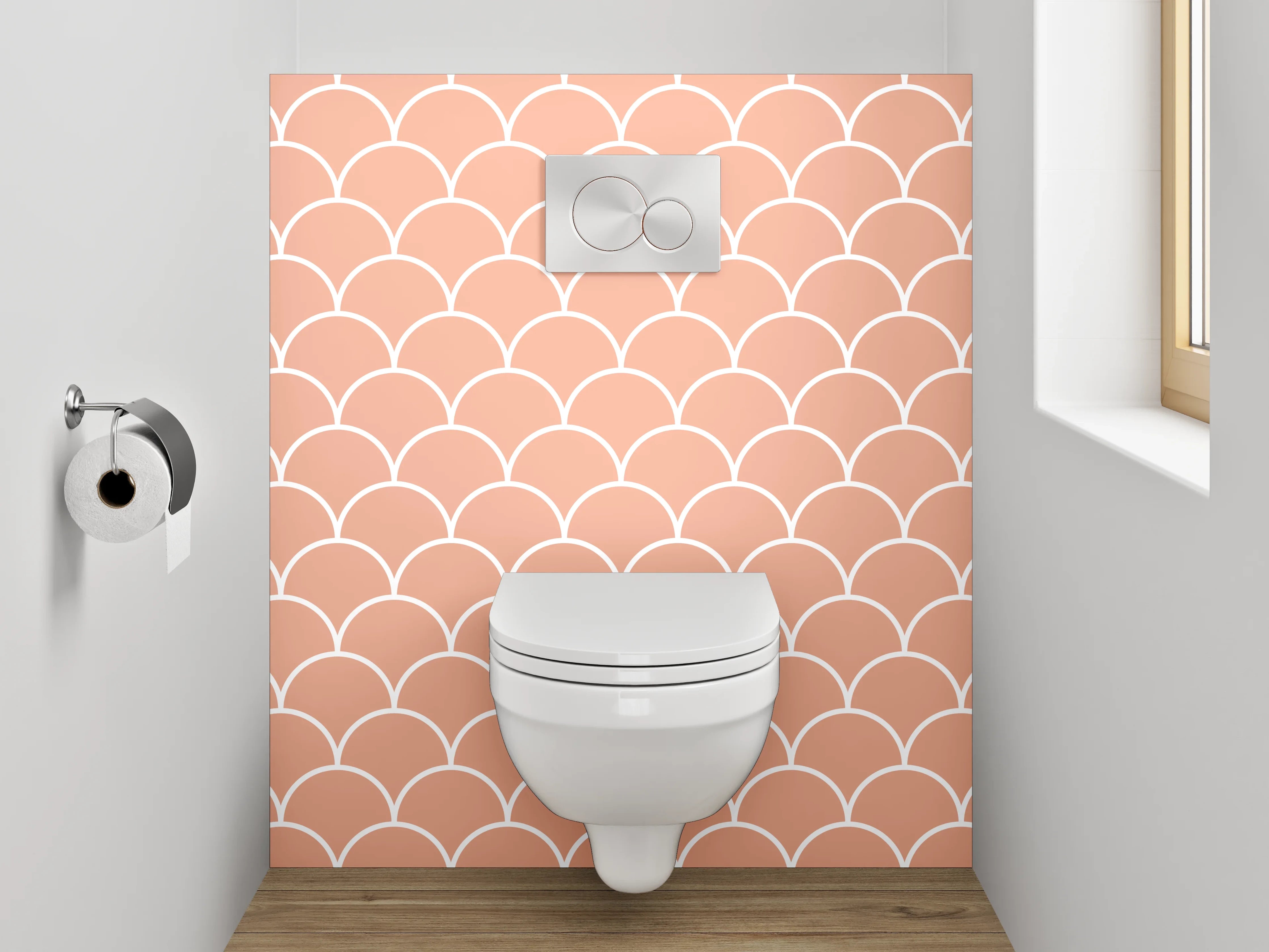 WC-Rückwand - Wellenmuster Rosa Beige