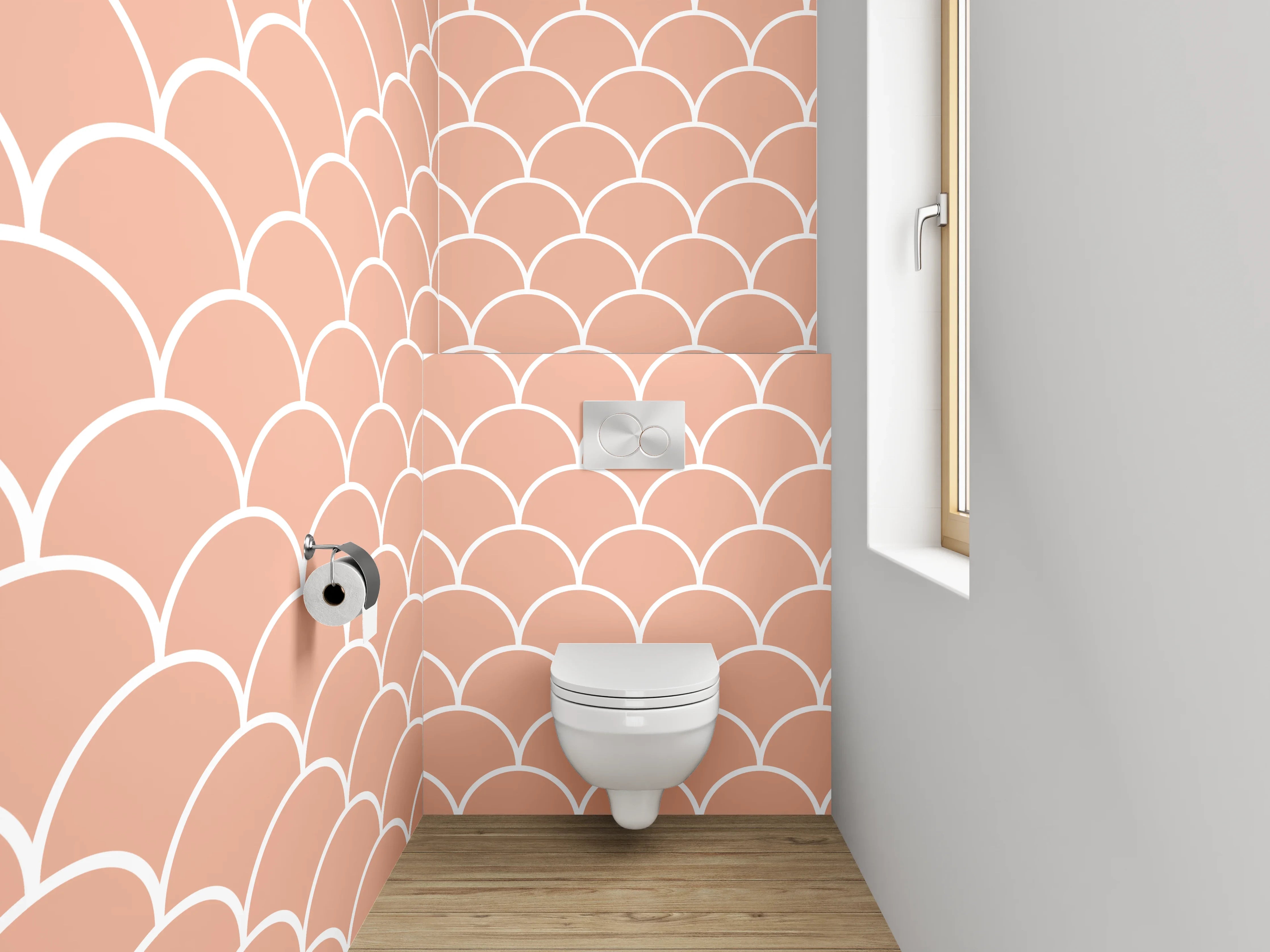 WC-Rückwand - Wellenmuster Rosa Beige