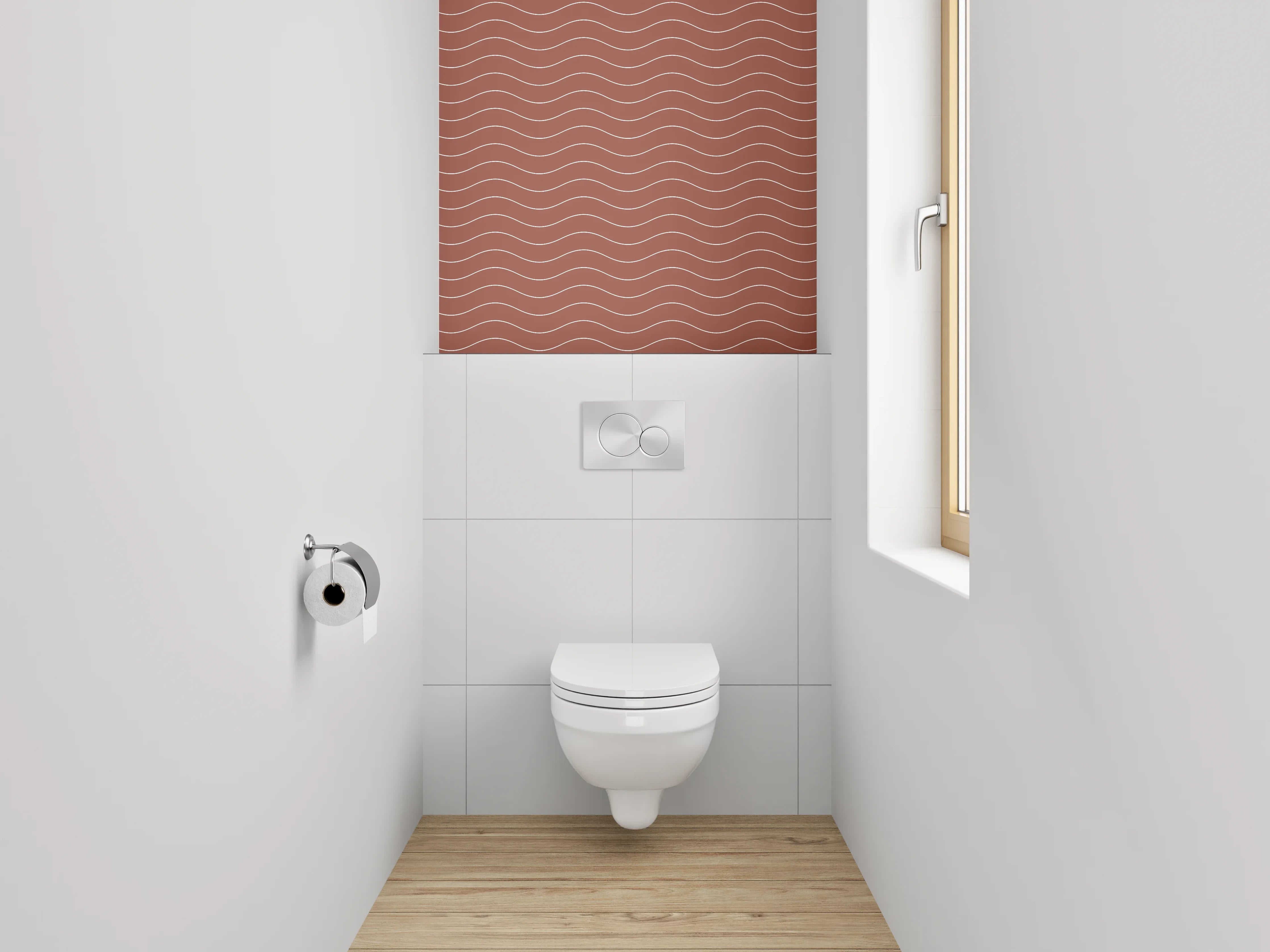 WC-Rückwand - Wellenmuster Terrakotta Minimal Abstrakt