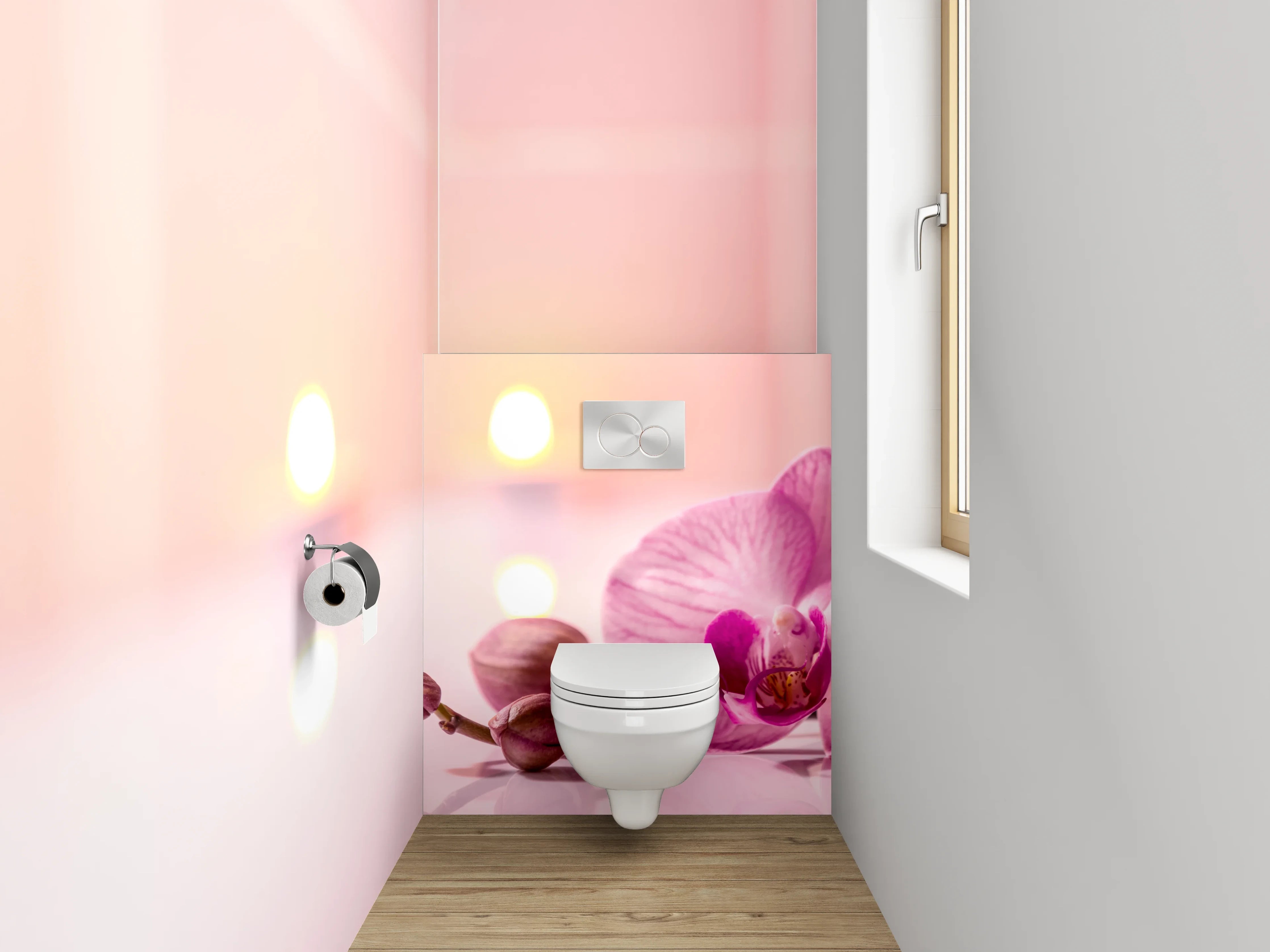 WC-Rückwand - Wellness Steine und Orchidee Kerzenschein