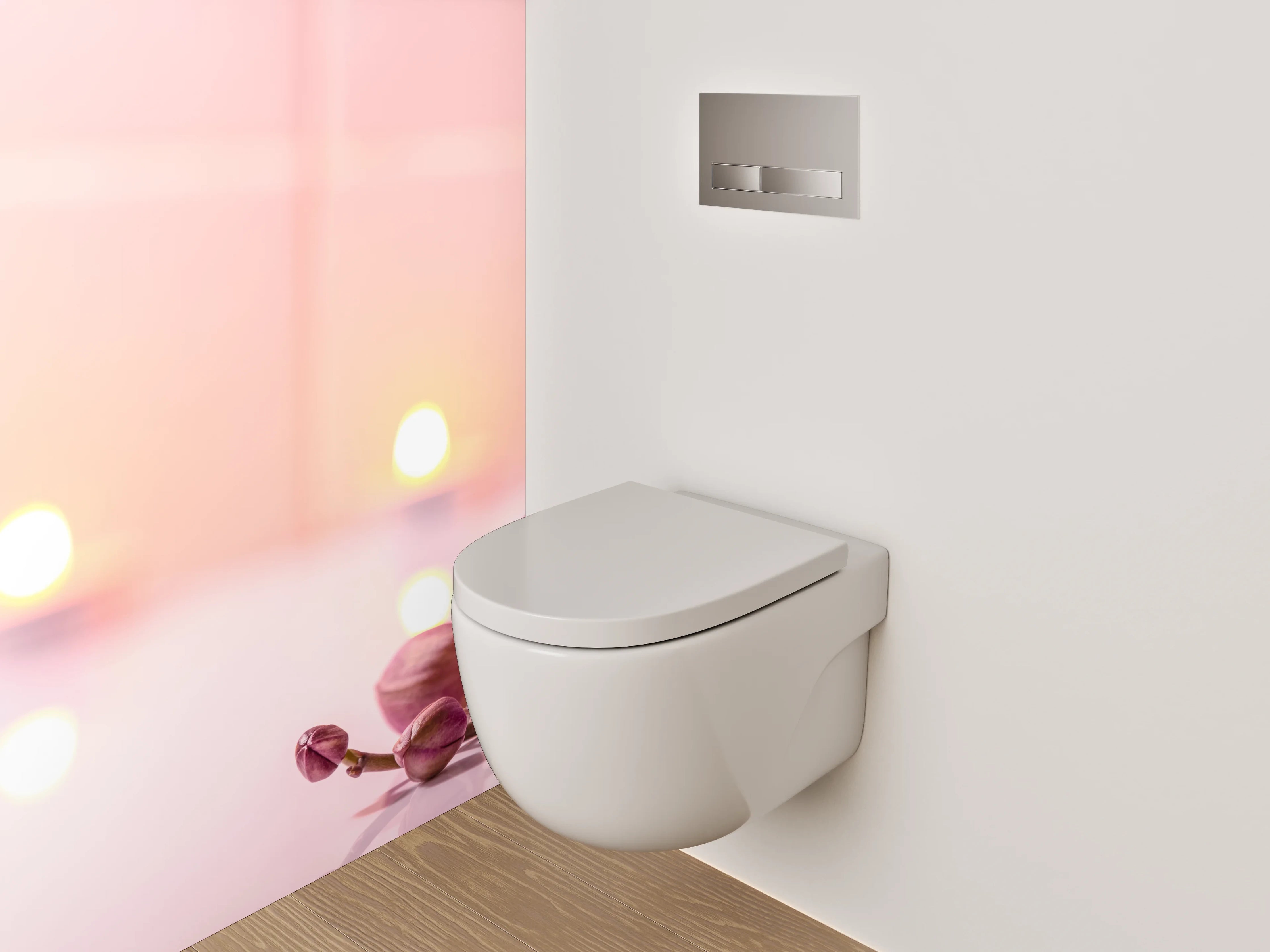 WC-Rückwand - Wellness Steine und Orchidee Kerzenschein