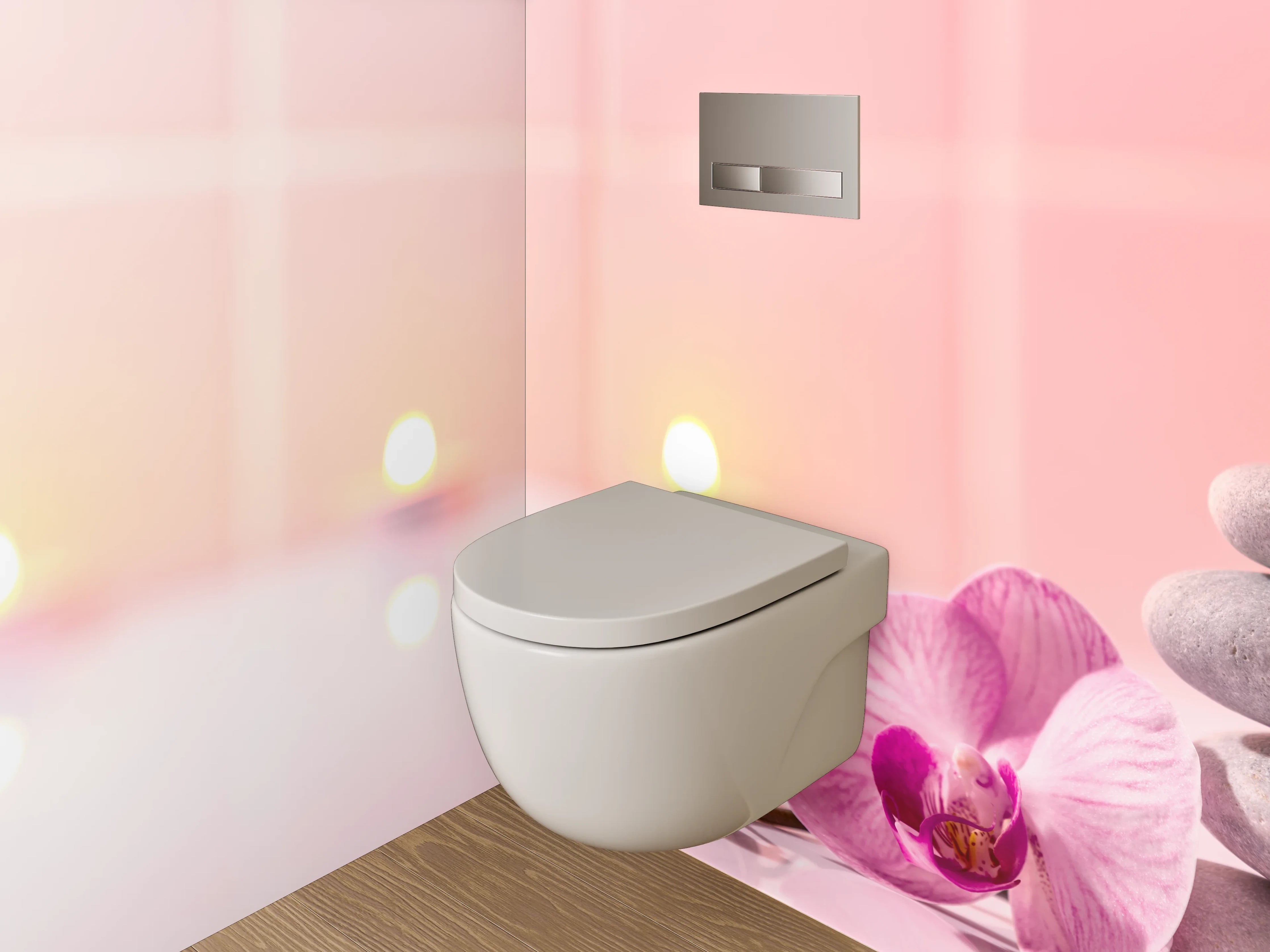 WC-Rückwand - Wellness Steine und Orchidee Kerzenschein
