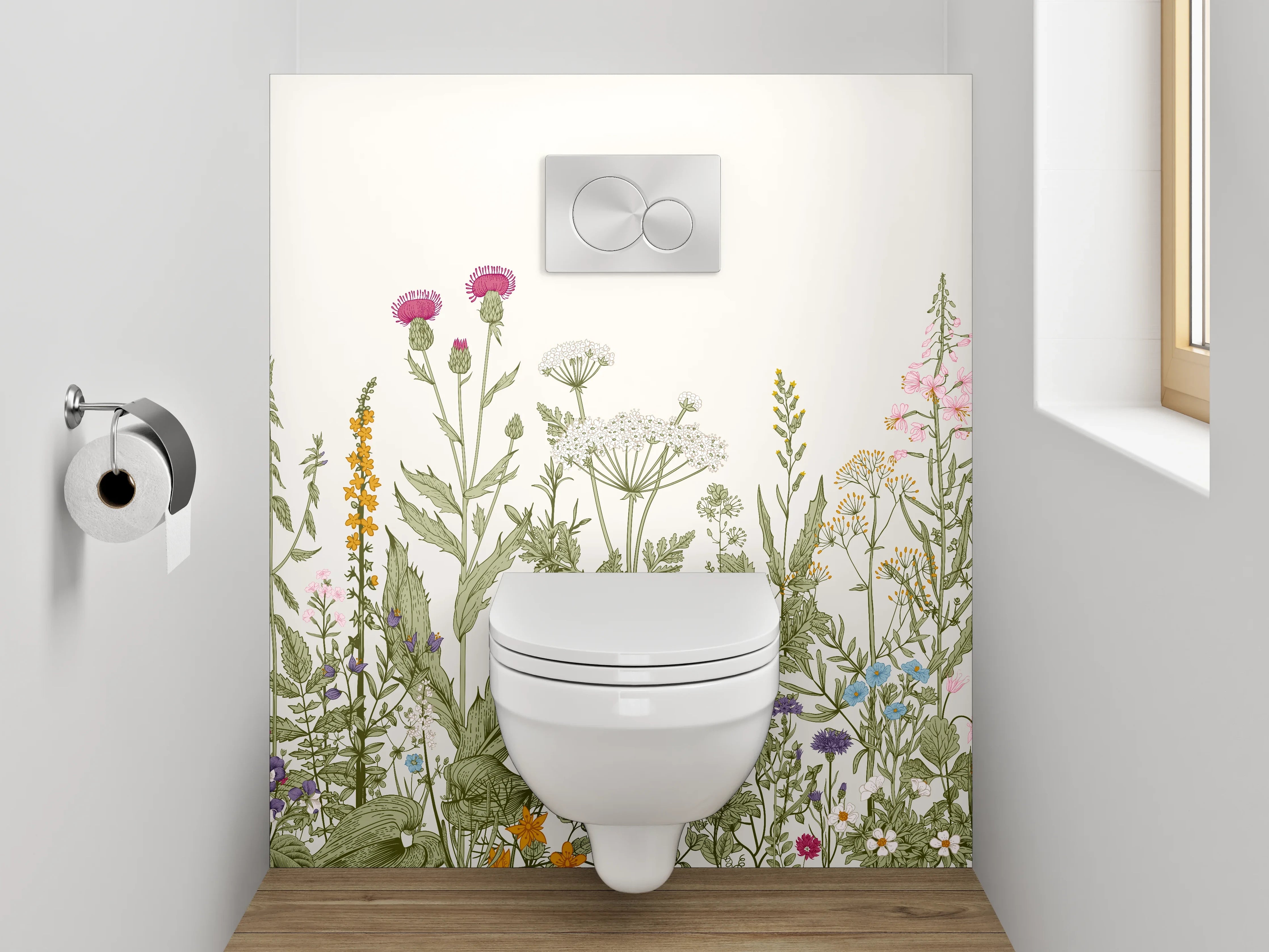 WC-Rückwand - Wiese aus Wildblumen Illustration