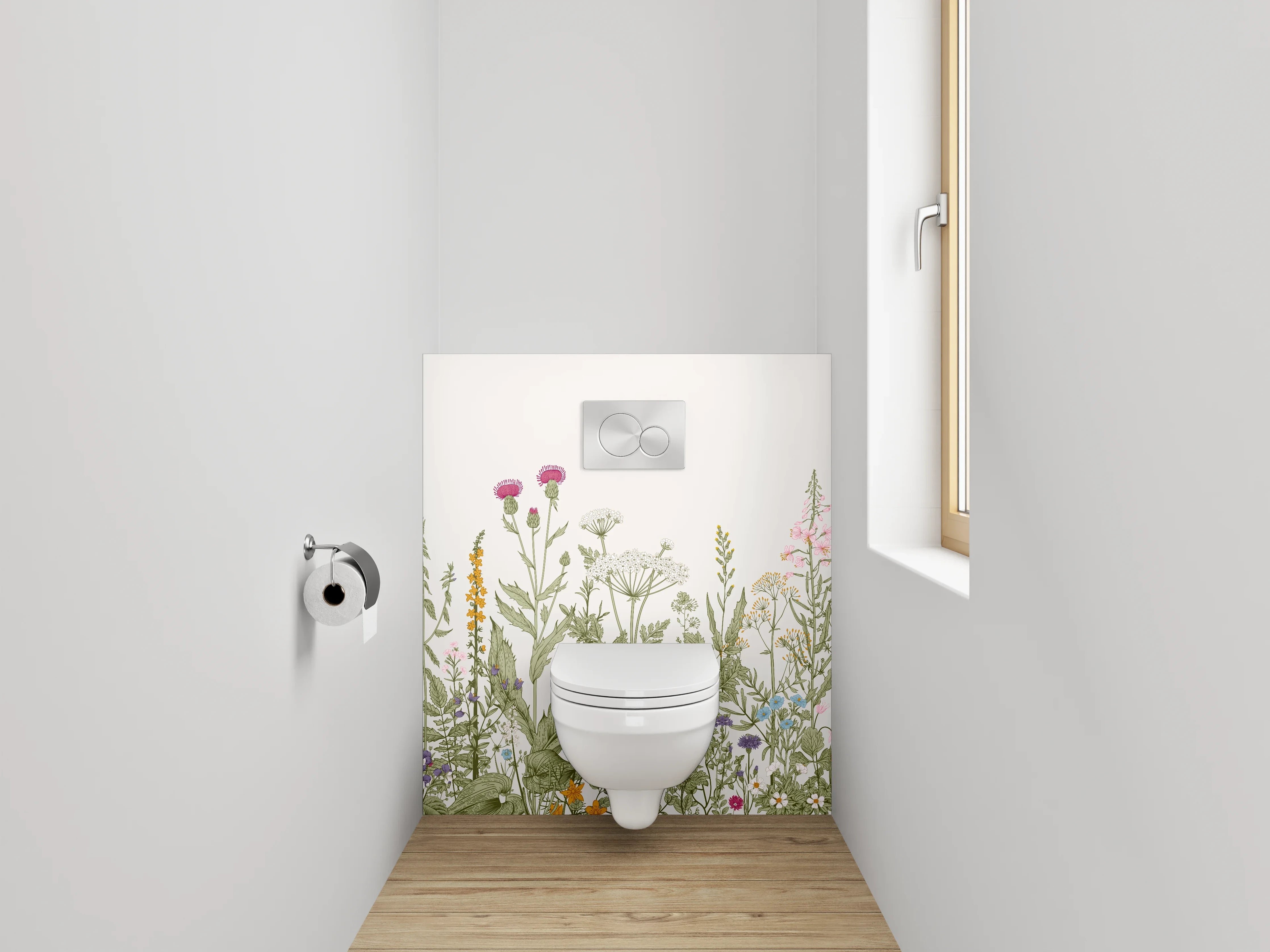 WC-Rückwand - Wiese aus Wildblumen Illustration