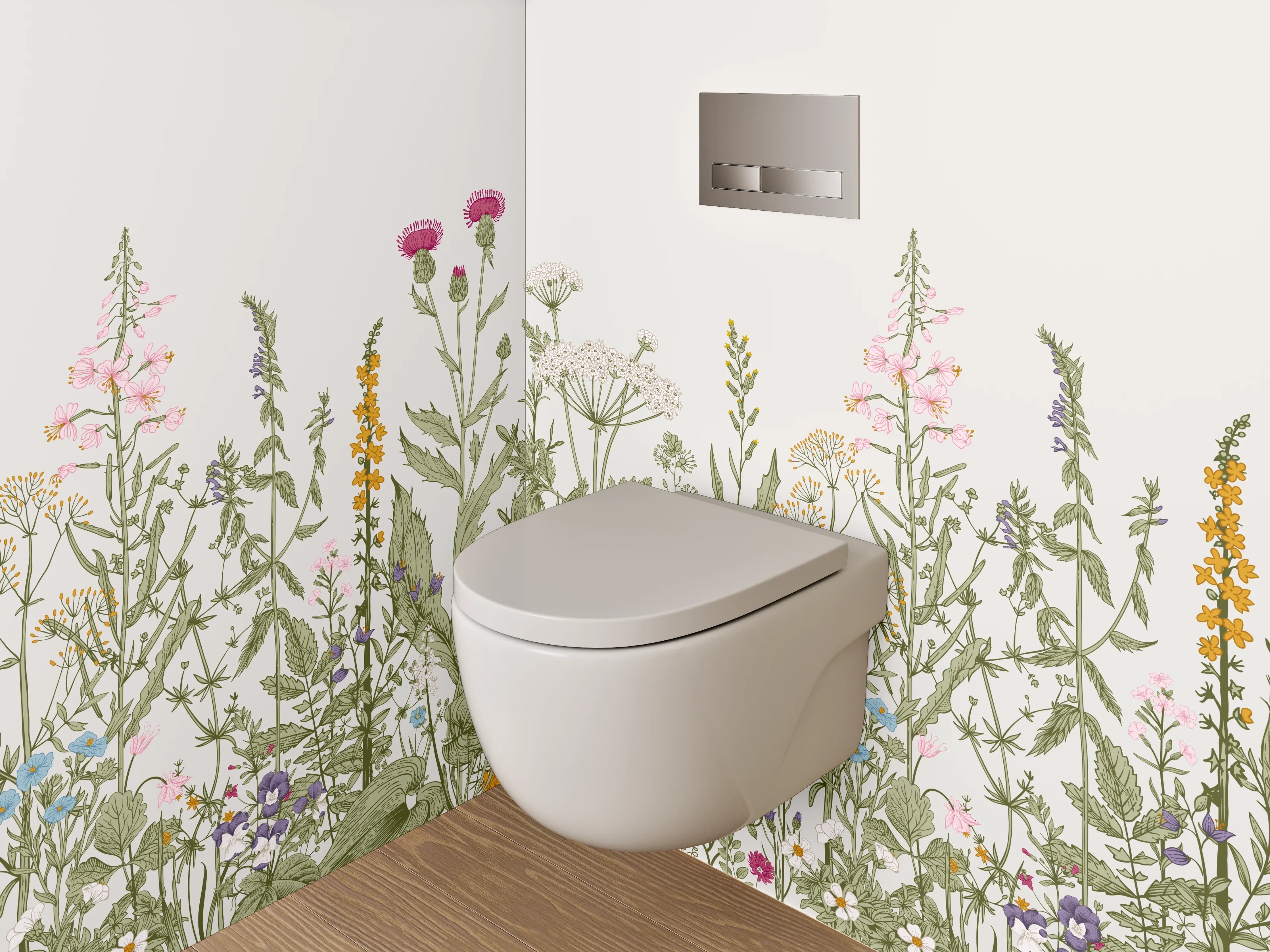 WC-Rückwand - Wiese aus Wildblumen Illustration