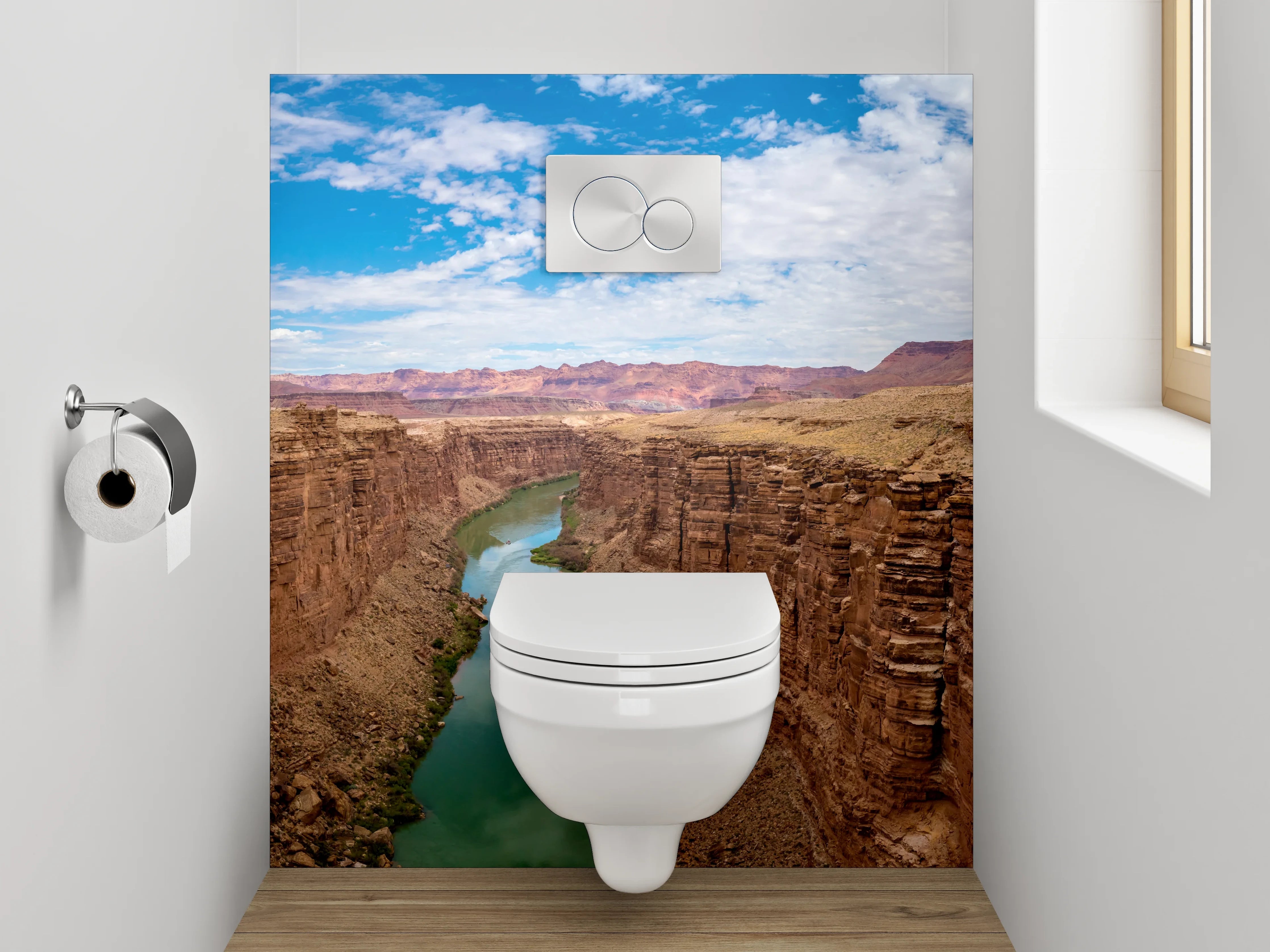 WC-Rückwand - Wilder Canyon mit Flusspanorama