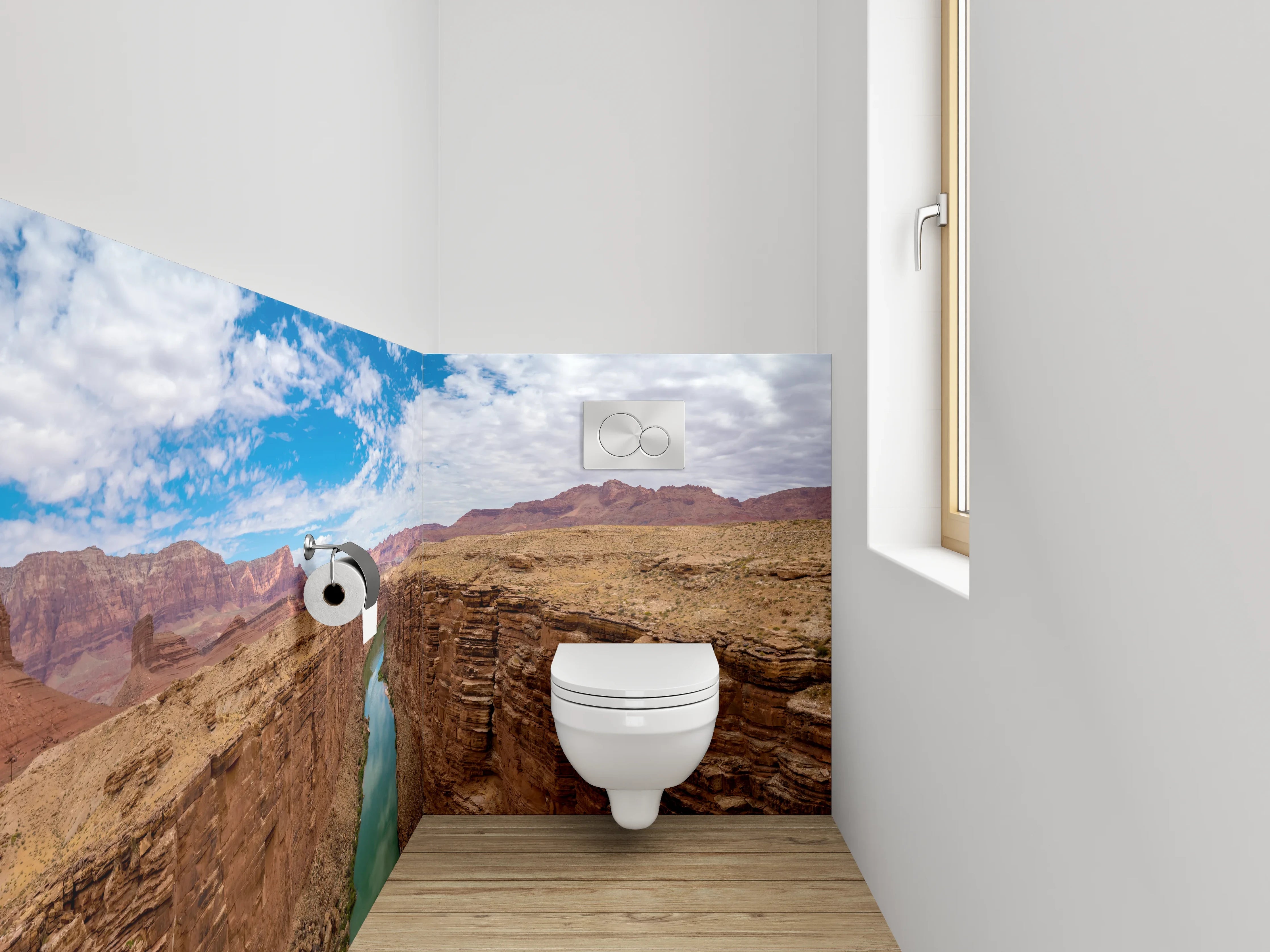 WC-Rückwand - Wilder Canyon mit Flusspanorama