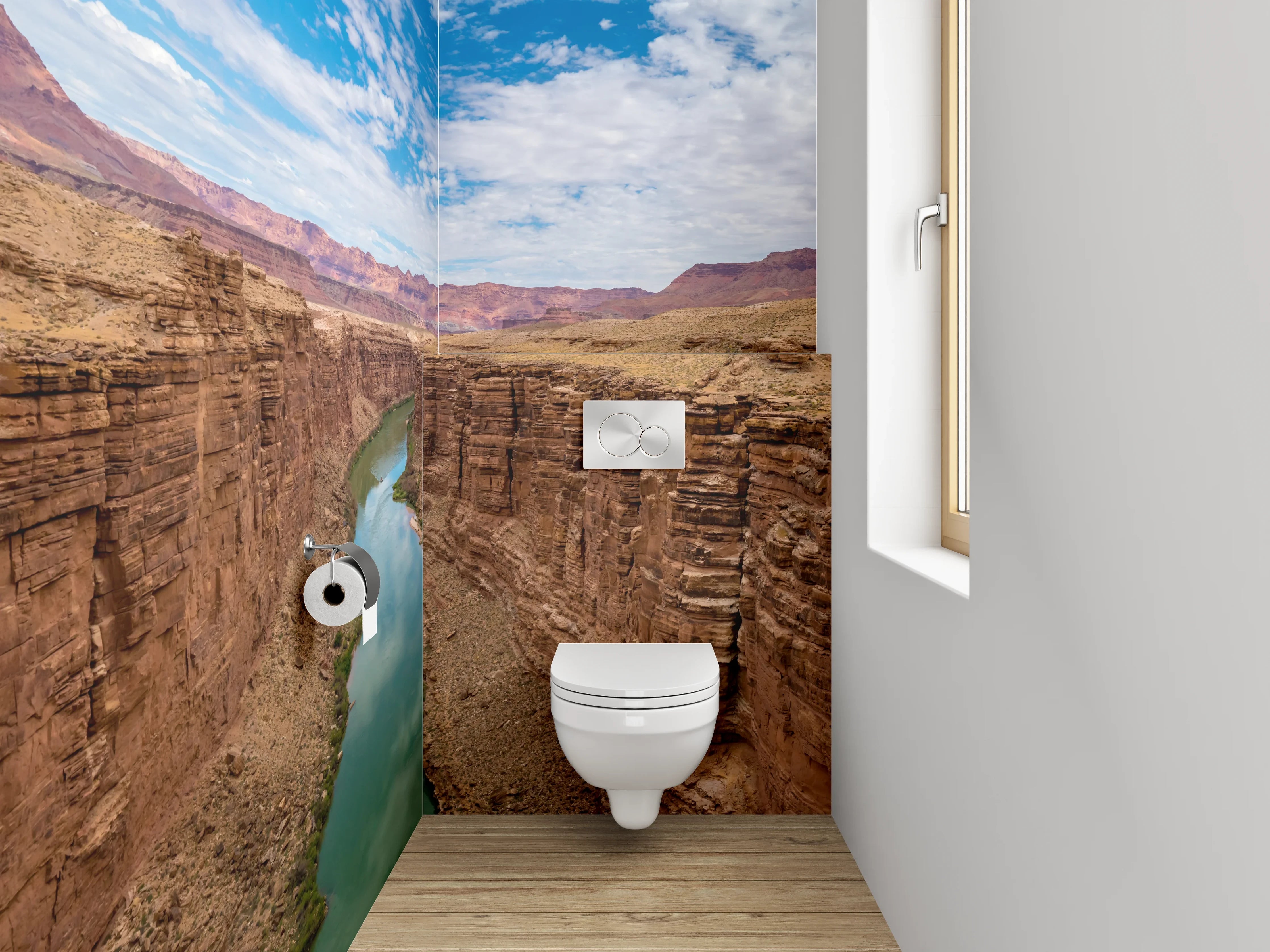 WC-Rückwand - Wilder Canyon mit Flusspanorama