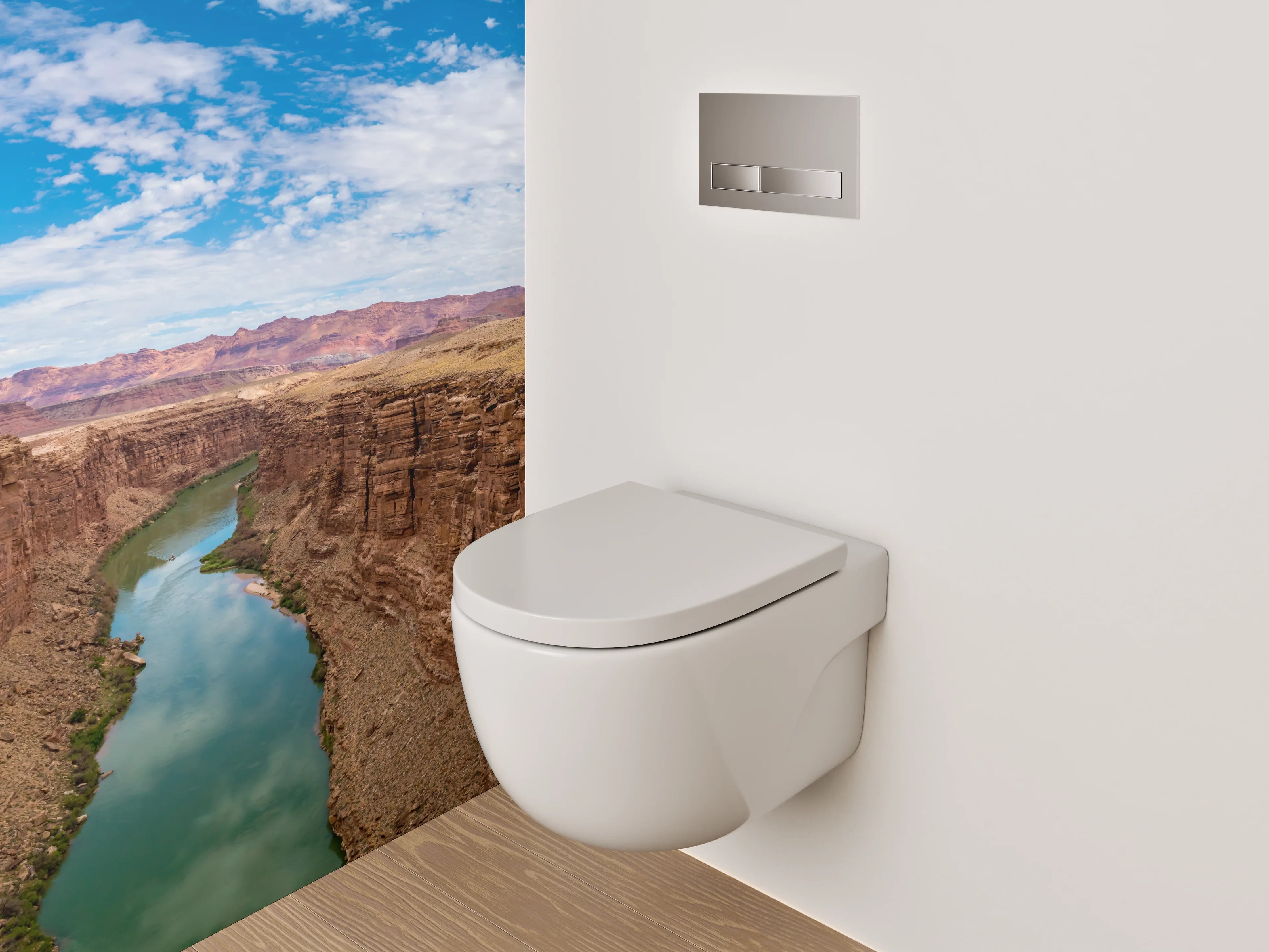 WC-Rückwand - Wilder Canyon mit Flusspanorama