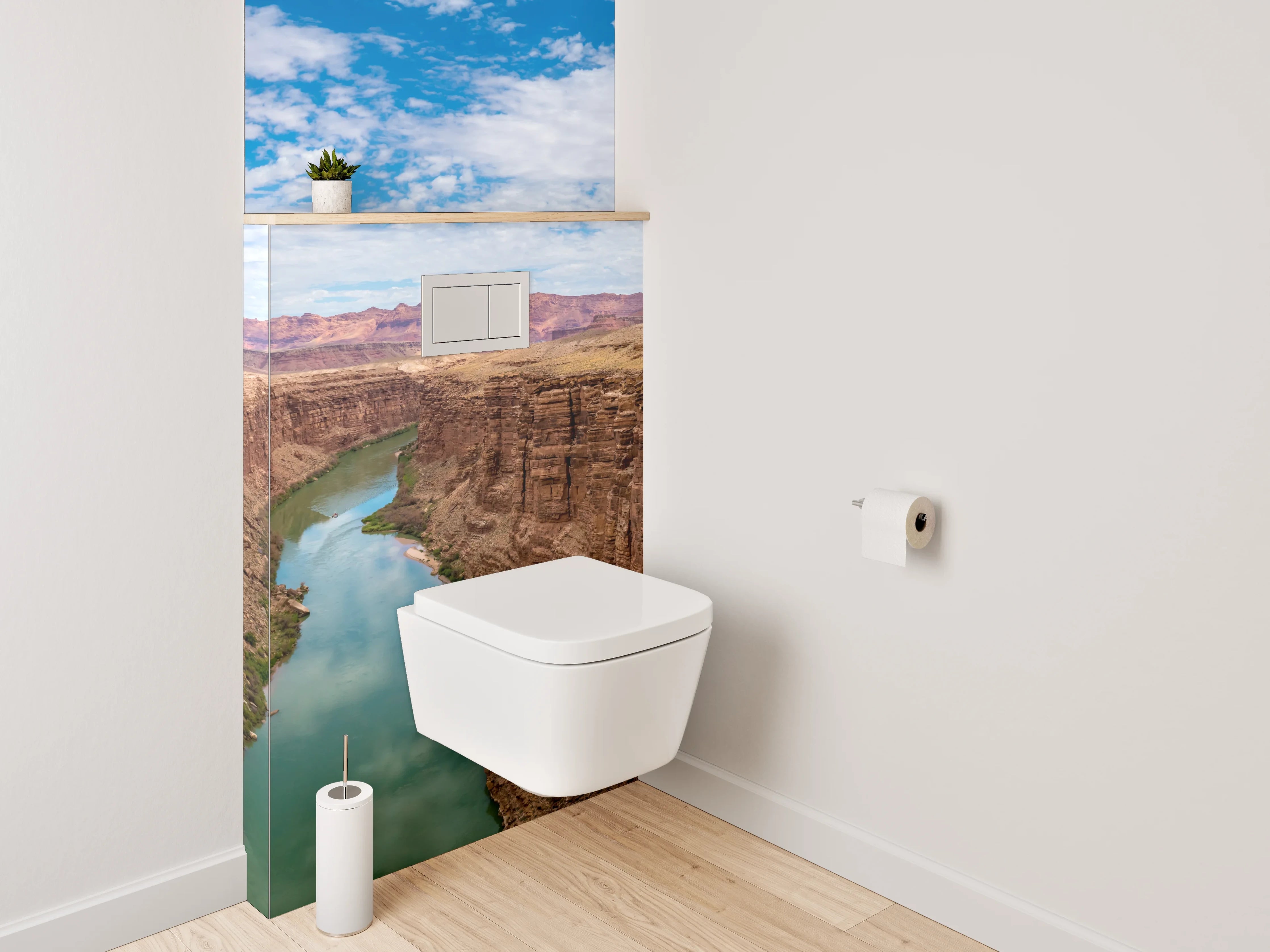 WC-Rückwand - Wilder Canyon mit Flusspanorama