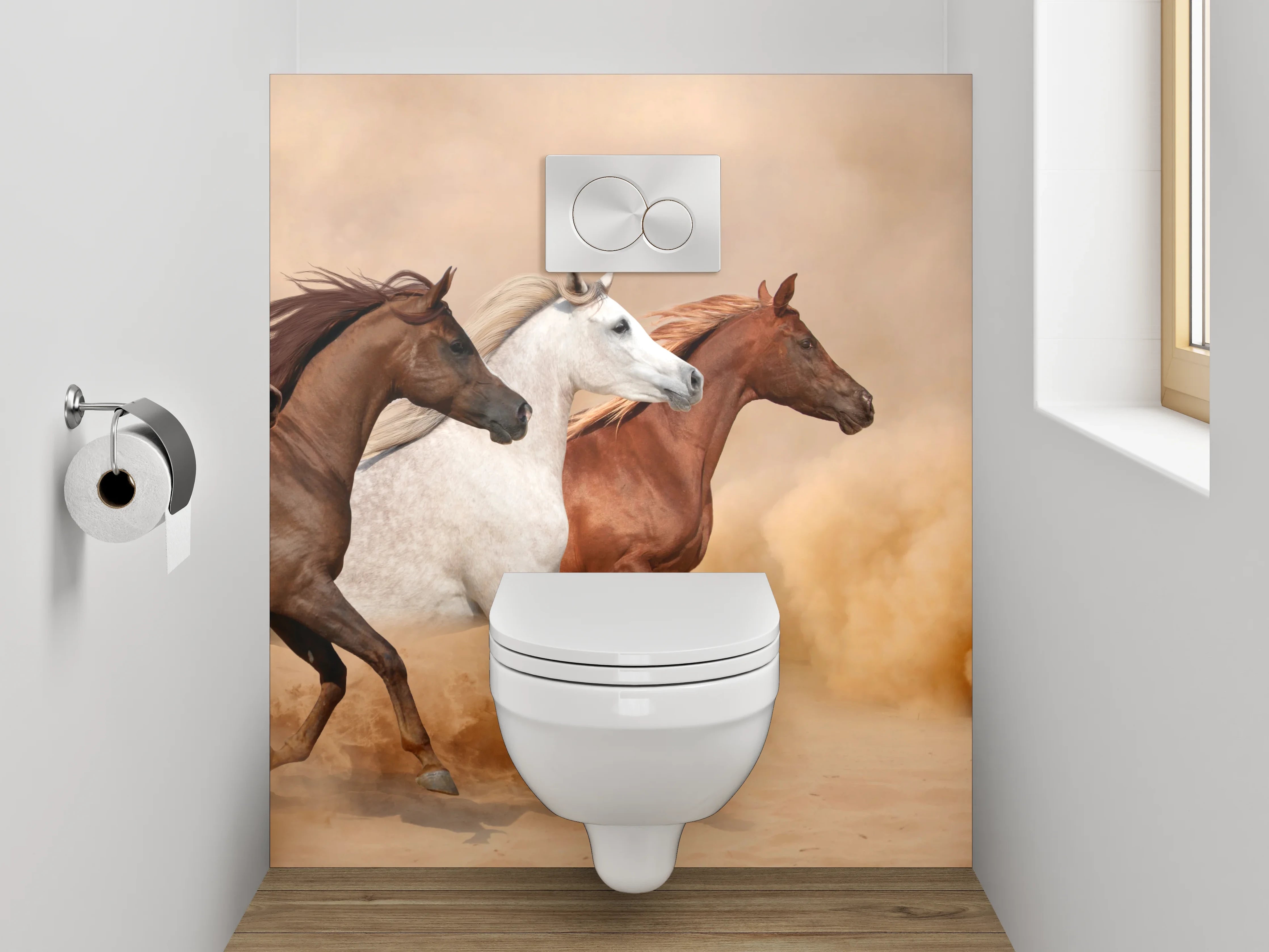 WC-Rückwand - Wildpferde in der Wüste Panorama
