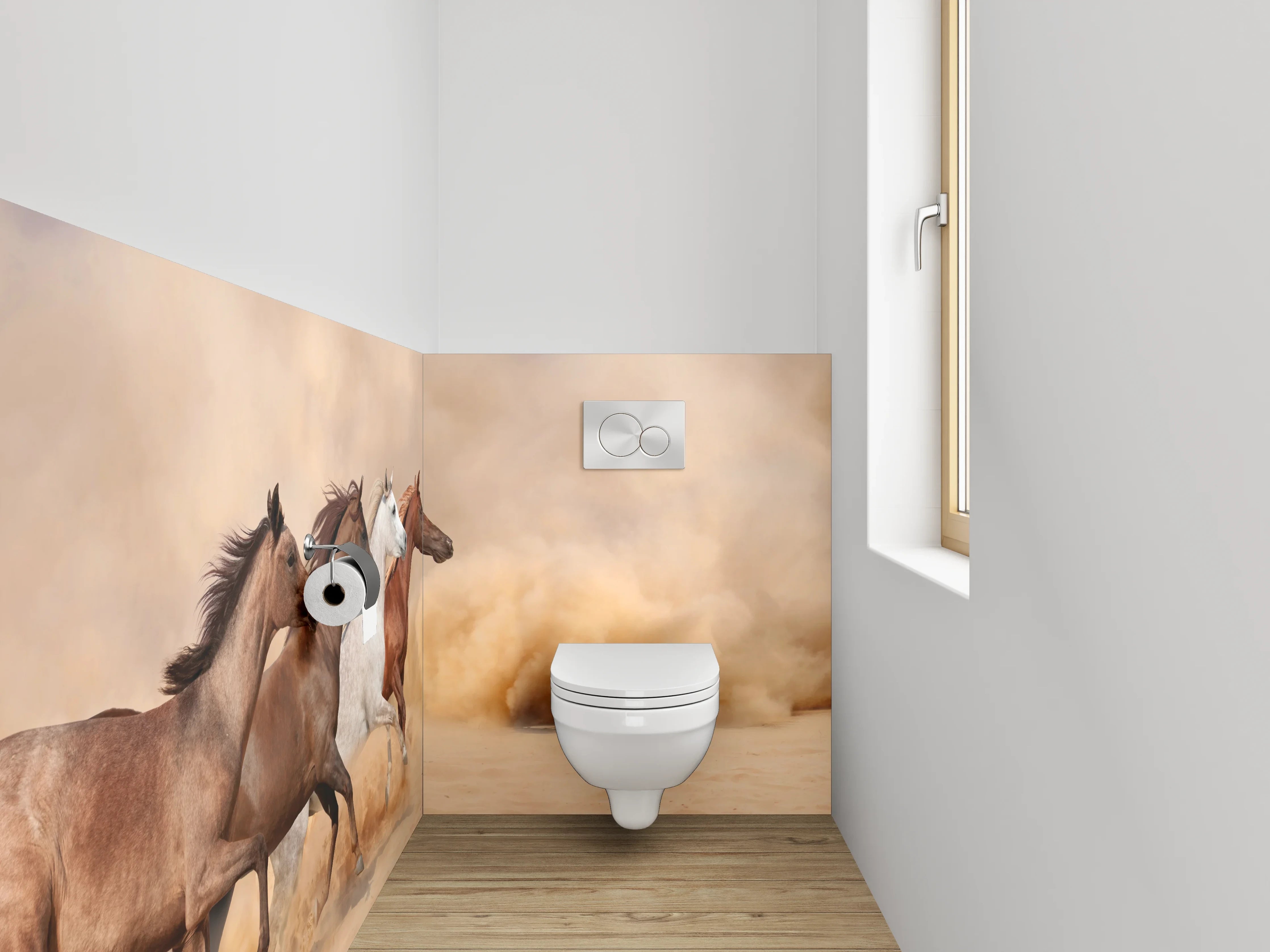 WC-Rückwand - Wildpferde in der Wüste Panorama