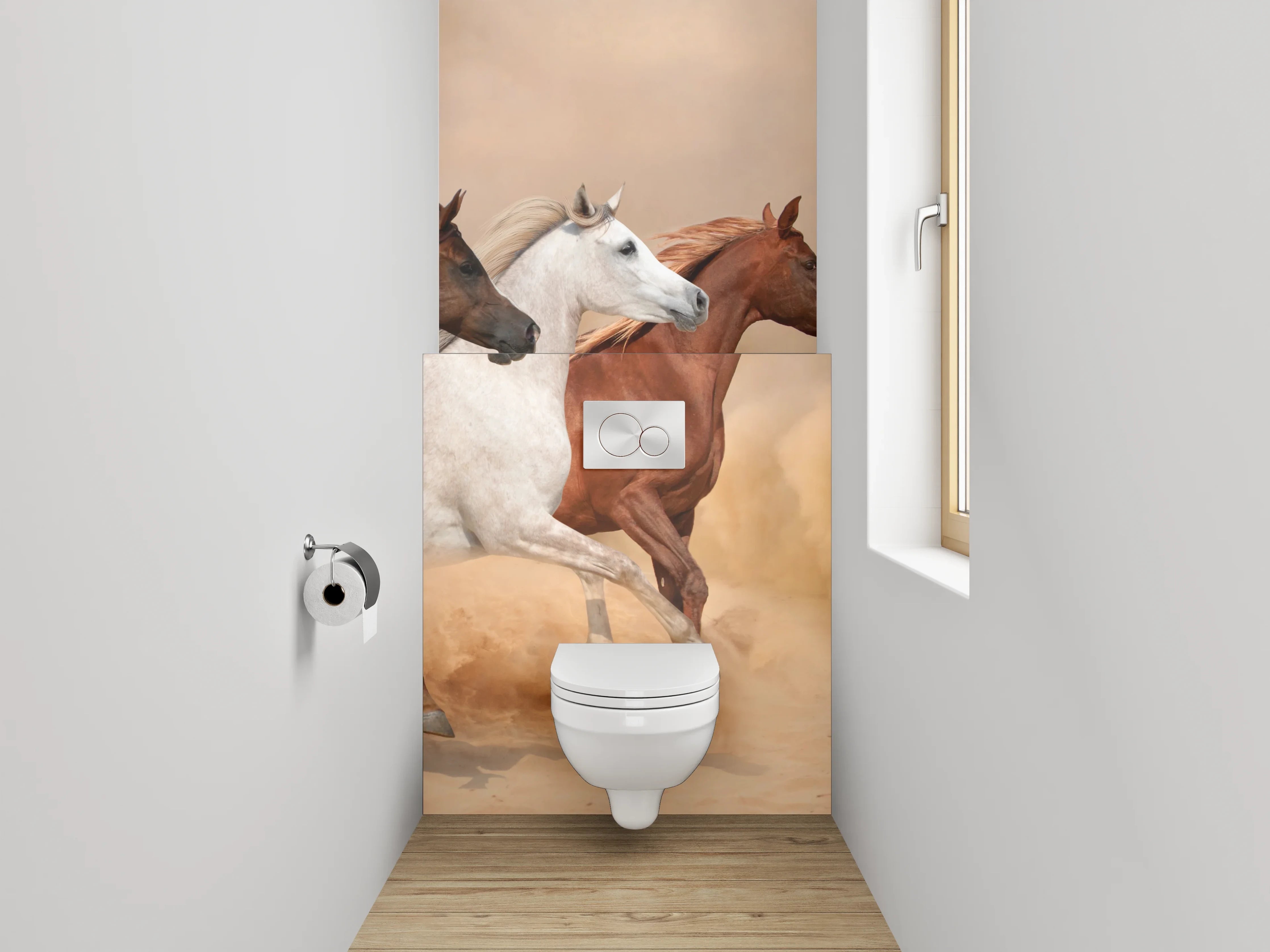 WC-Rückwand - Wildpferde in der Wüste Panorama