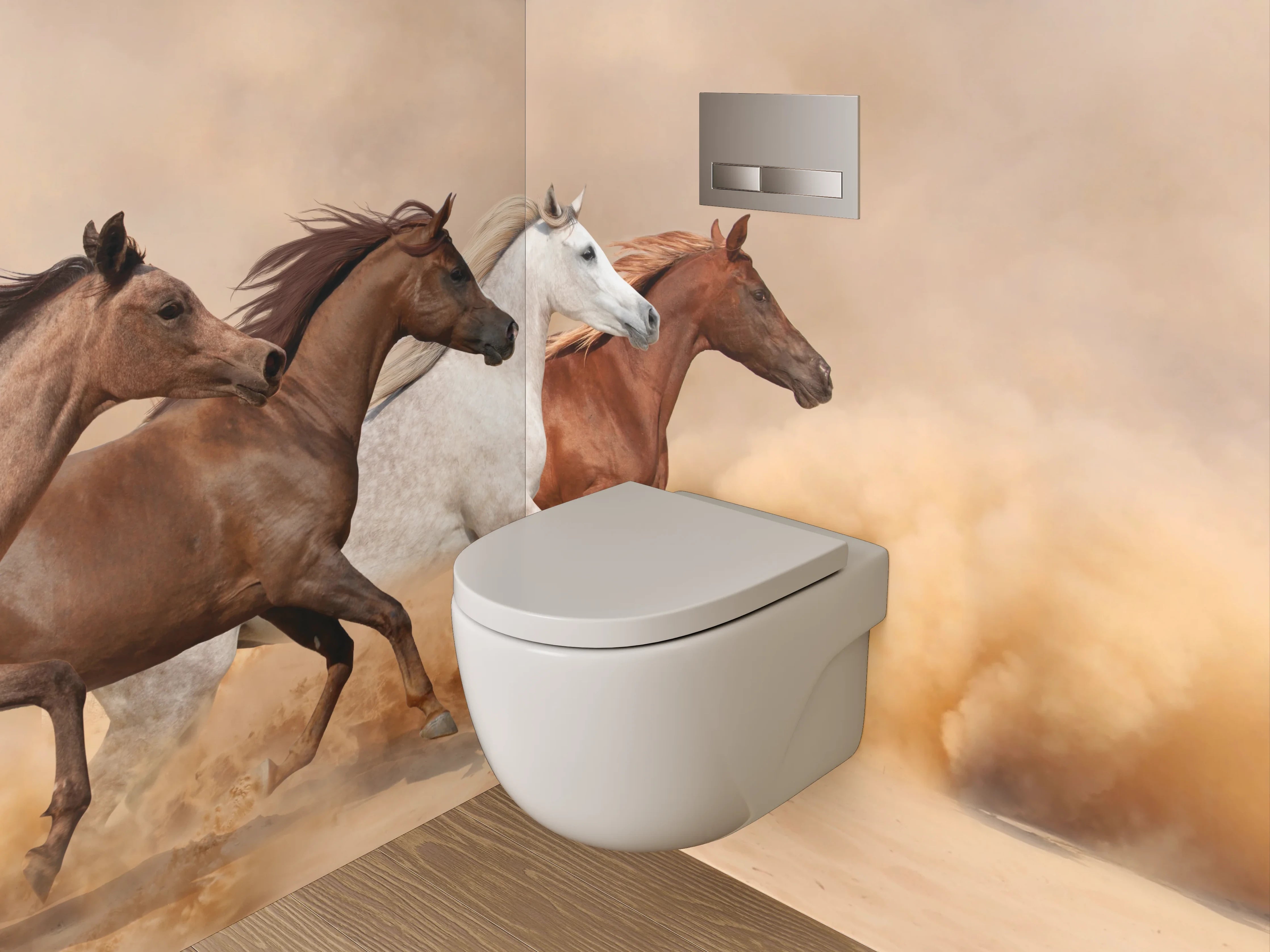 WC-Rückwand - Wildpferde in der Wüste Panorama